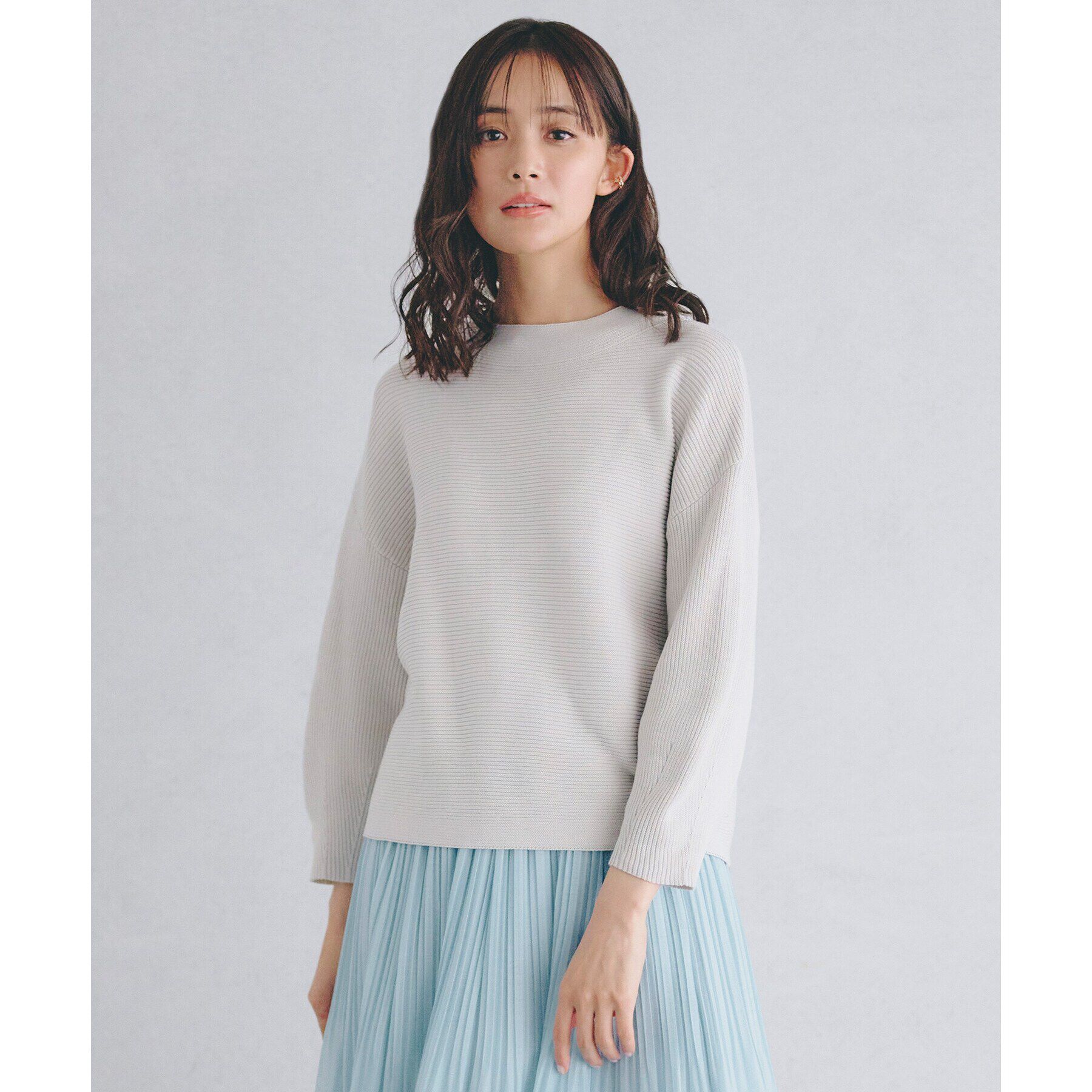 grove「コットンブレンドガーターニット」|ニット・セーター|アイスグレー(010