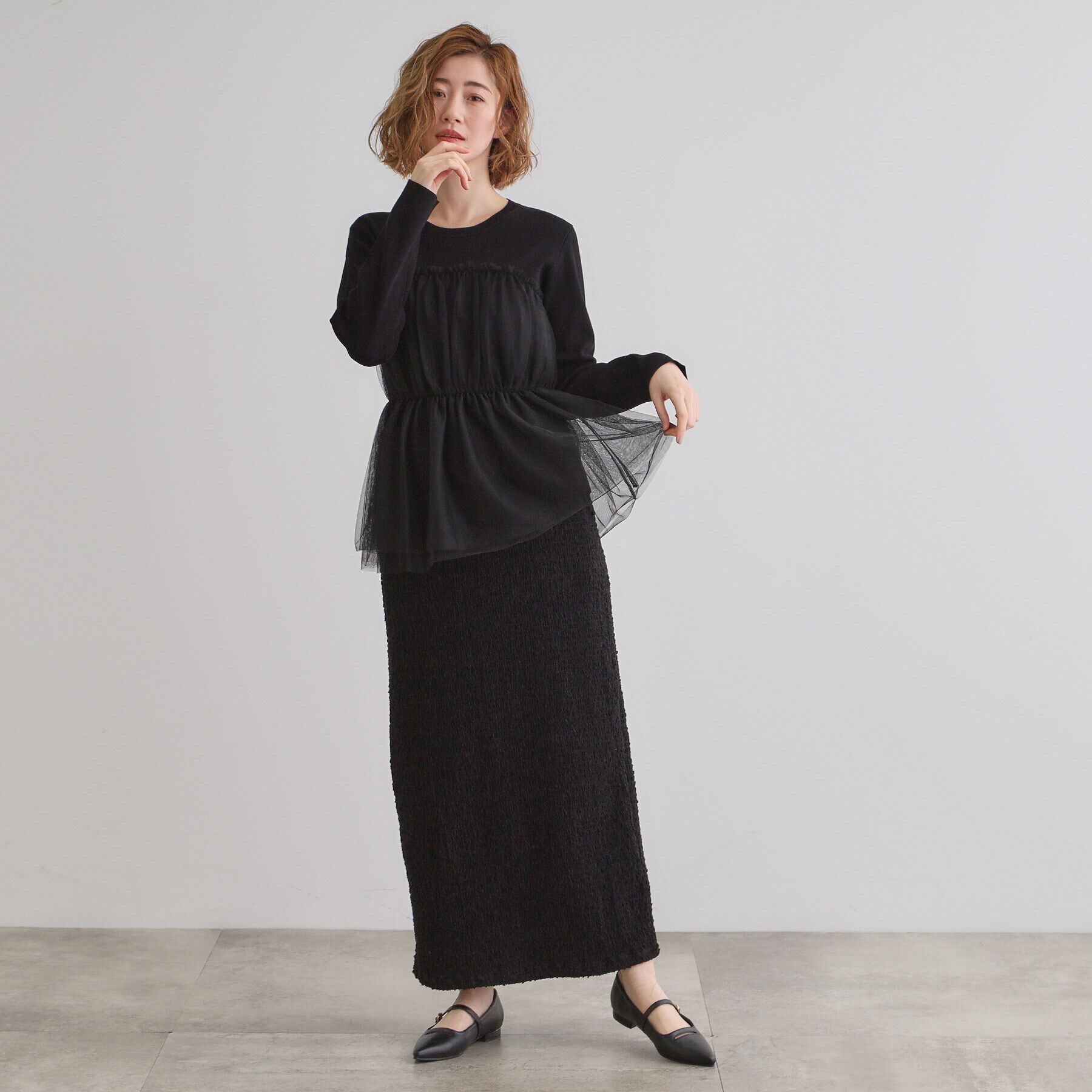 grove「チュールドッキングニットプルオーバー」|ニット・セーター|