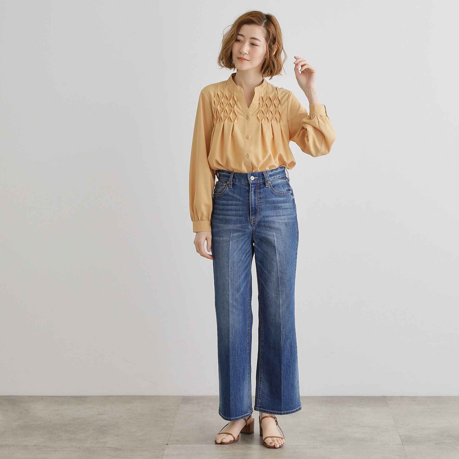 grove「スモッキングタックスキッパーブラウス」|シャツ・ブラウス|