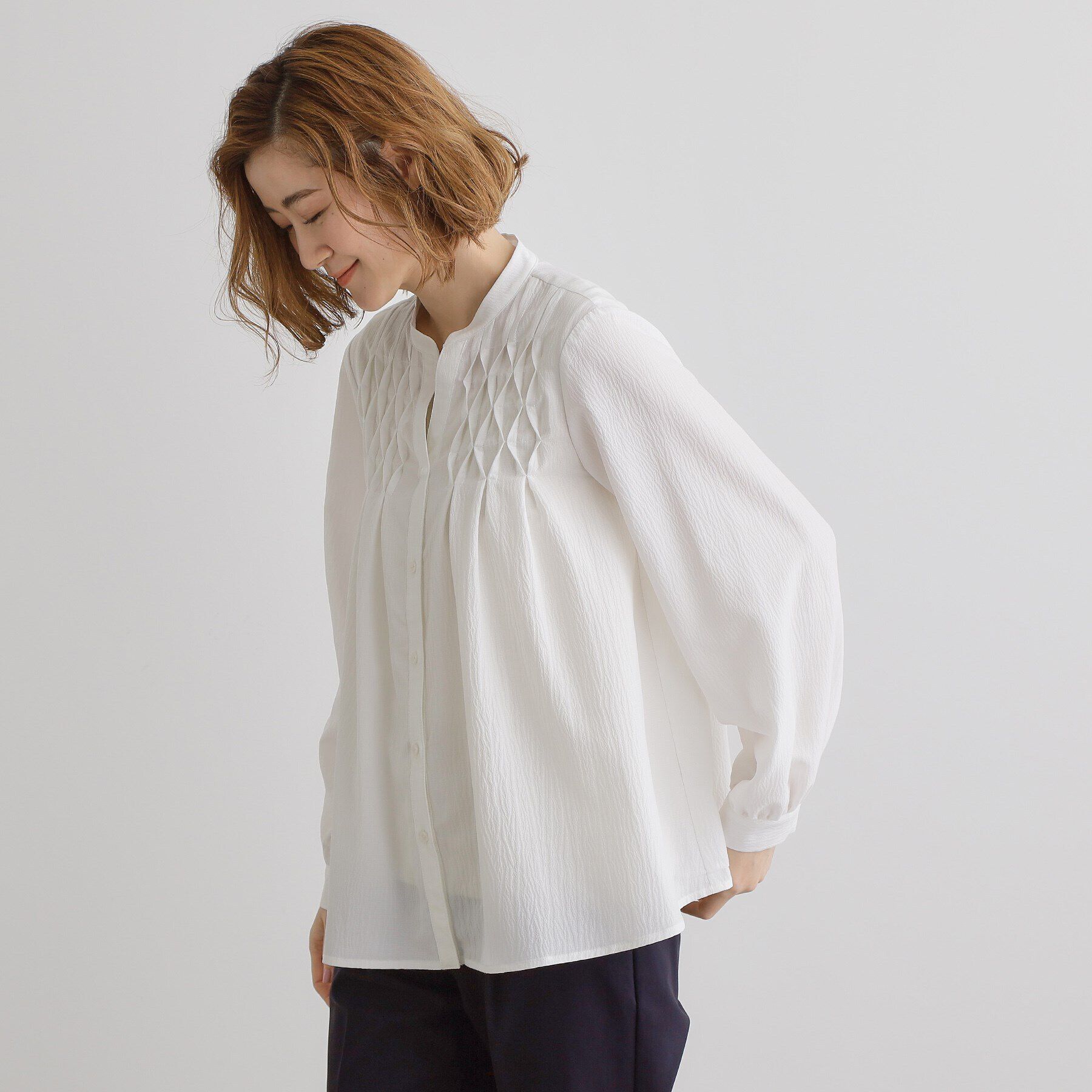 grove「スモッキングタックスキッパーブラウス」|シャツ・ブラウス|