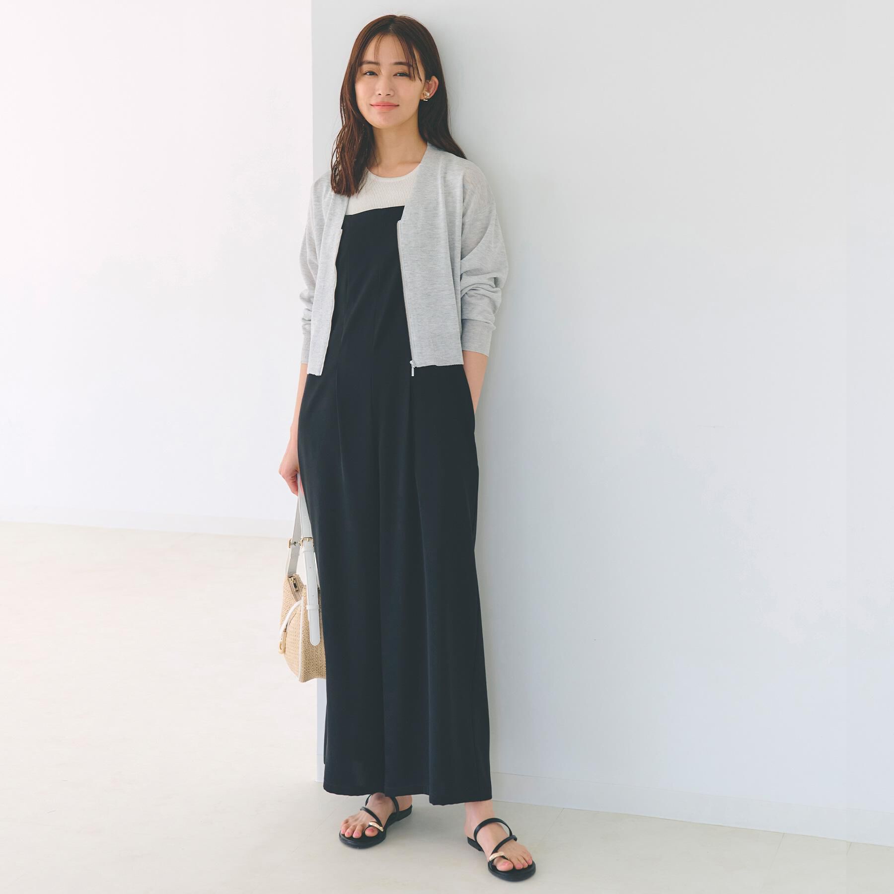 grove「【洗える】シアーニットジップカーディガン」|カーディガン|