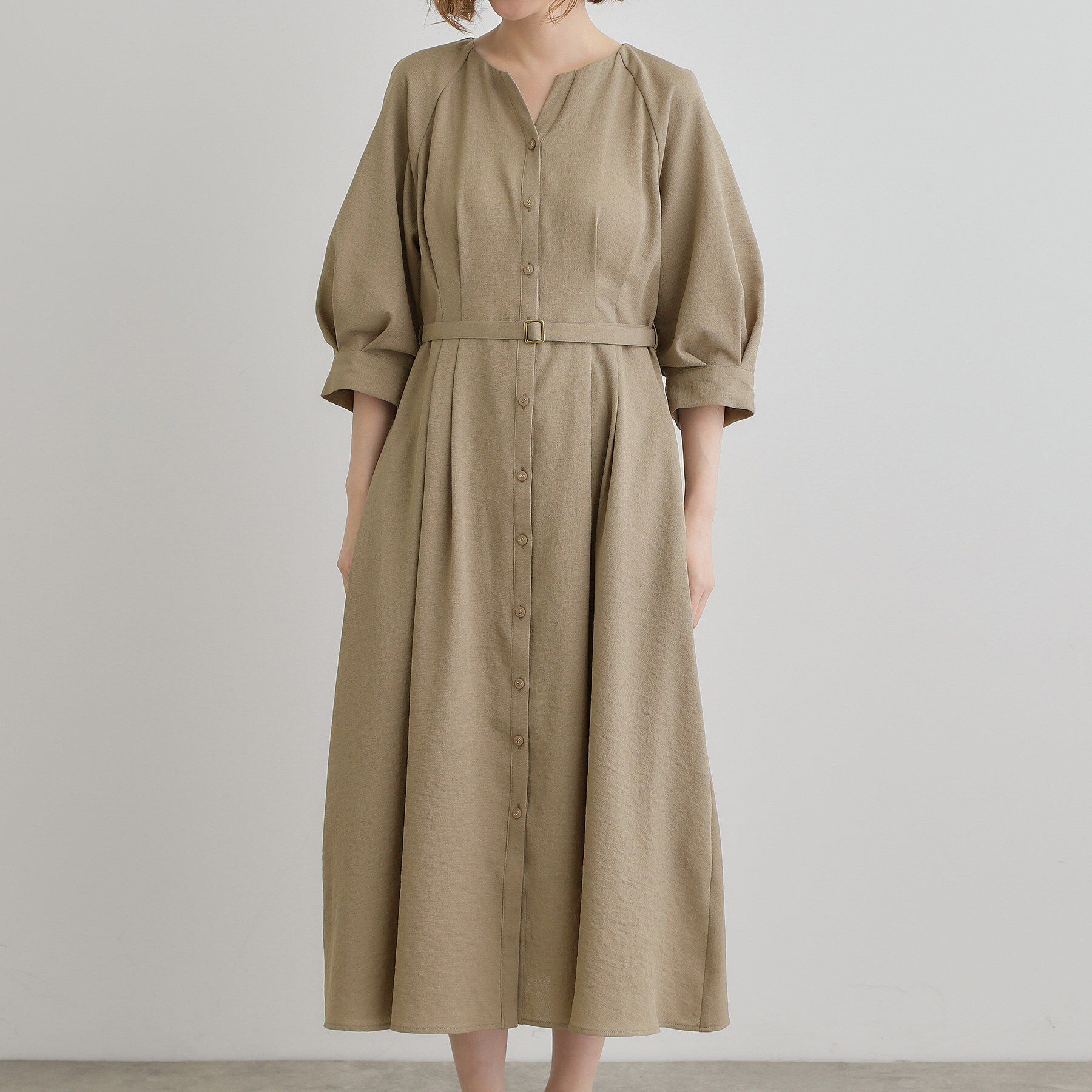 grove「麻調メッシュラグランスリーブワンピース」|ワンピース|