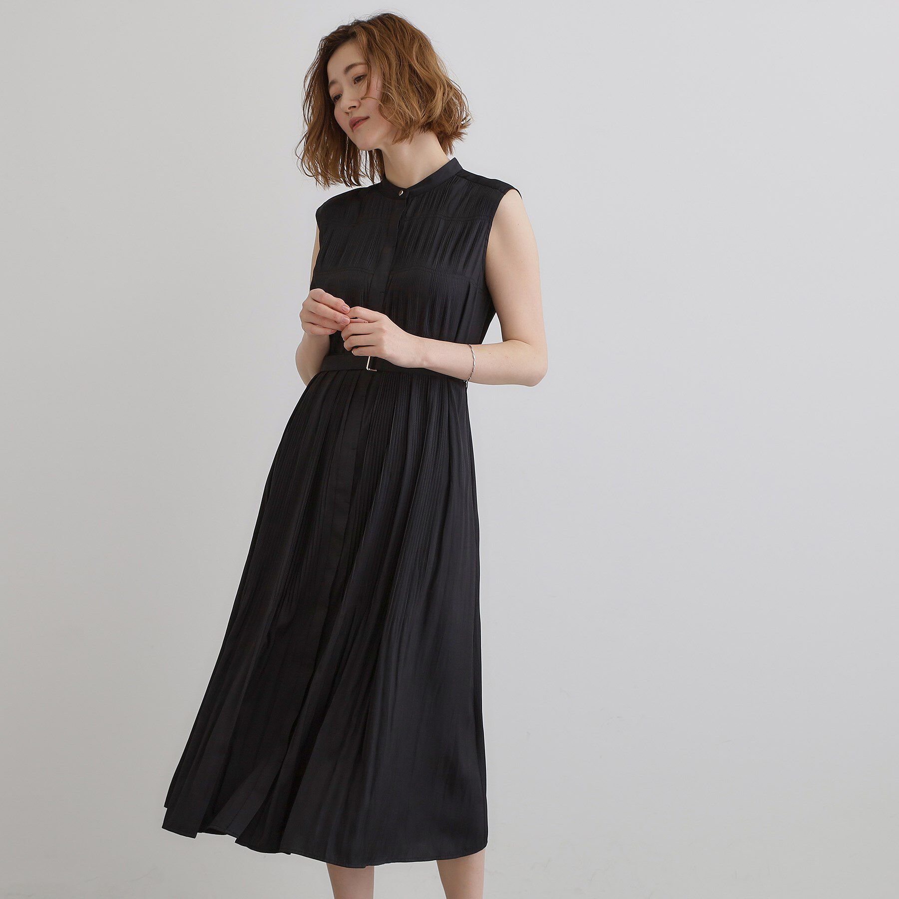 grove「贅沢プリーツが華やかなシャンブレープリーツワンピース」|ワンピース|