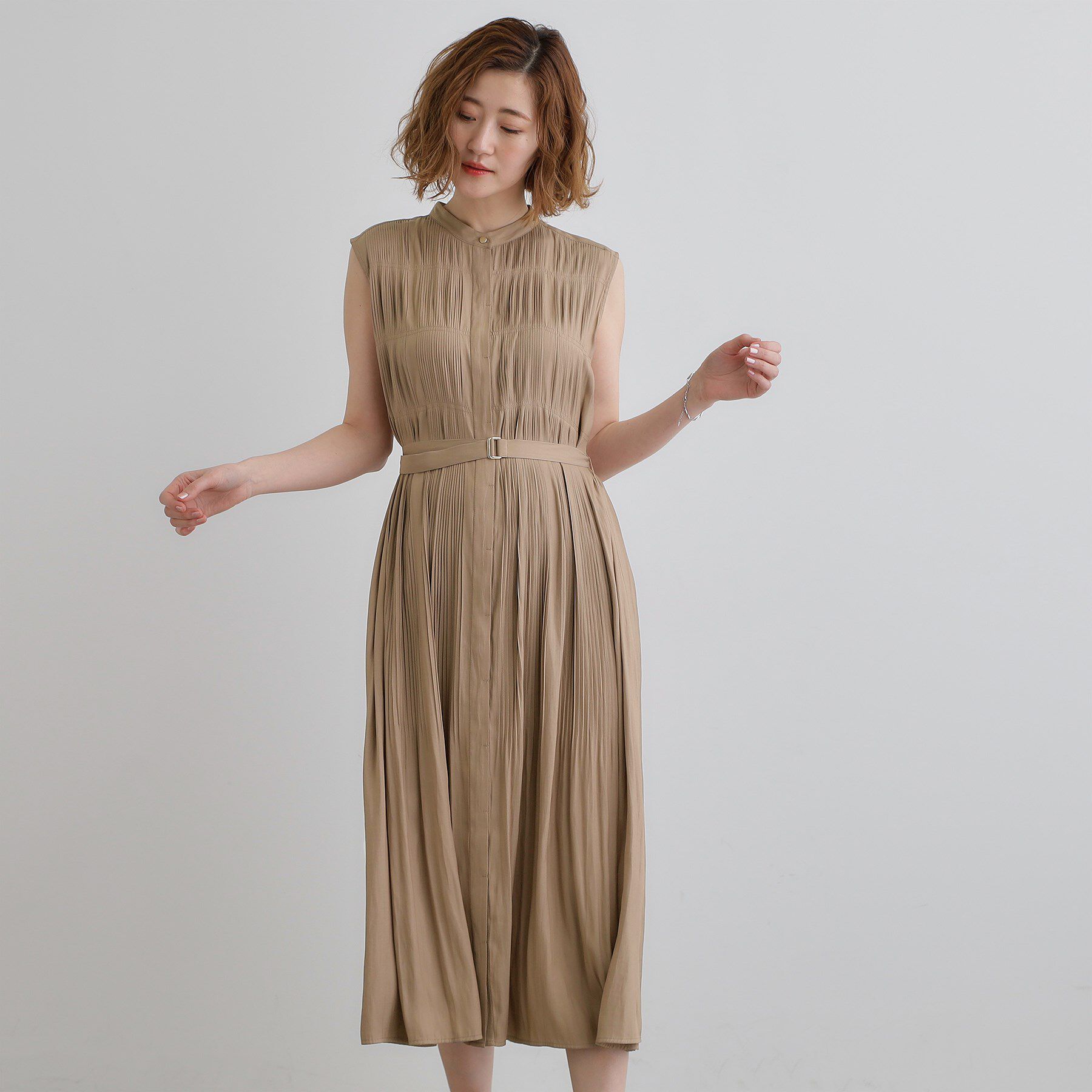 grove「贅沢プリーツが華やかなシャンブレープリーツワンピース」|ワンピース|