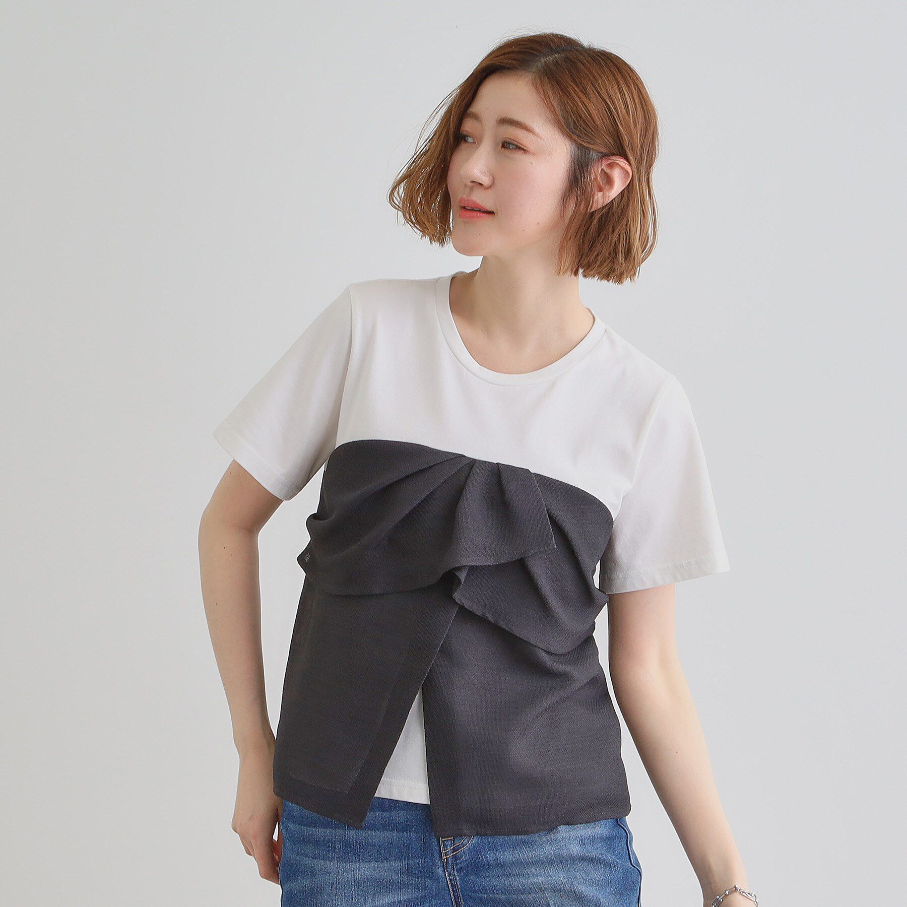 grove「【大人のリゾートスタイル/SETUP】麻調ビスチェドッキングT」|Tシャツ・カットソー|