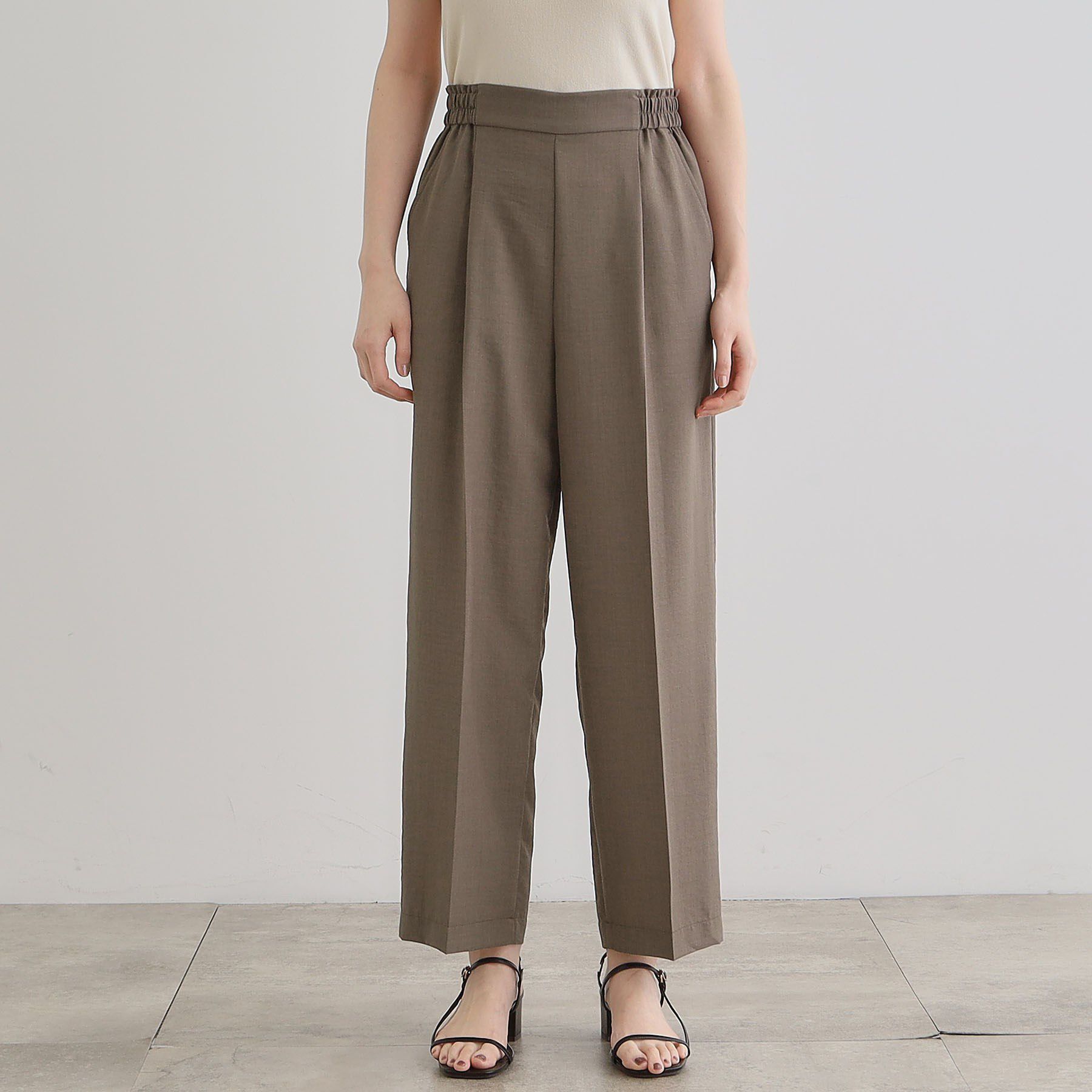 grove「【洗える・シワになりにくい】麻調センタープレスワイドパンツ」|その他|