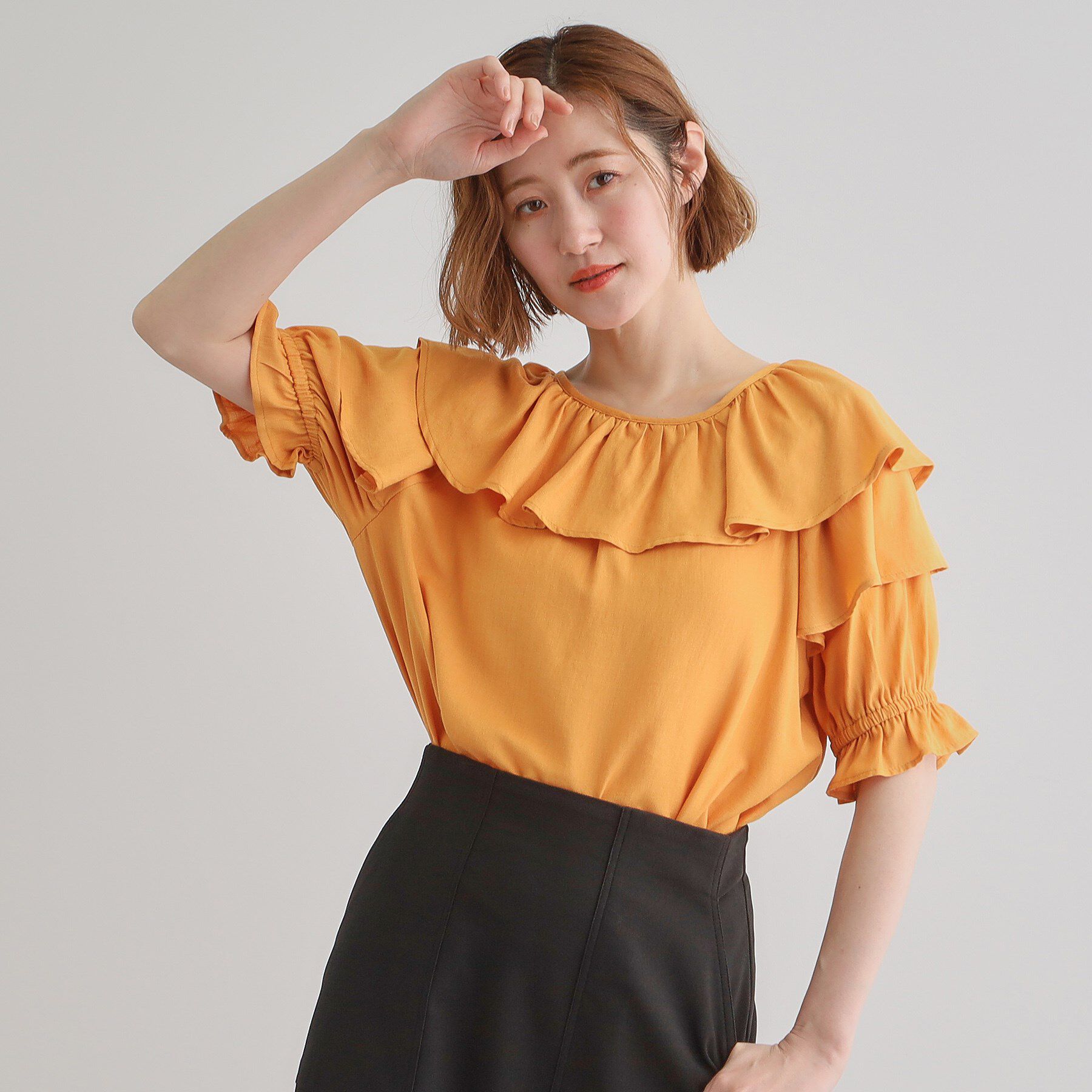 grove「麻調ダブルフリルブラウス」|シャツ・ブラウス|