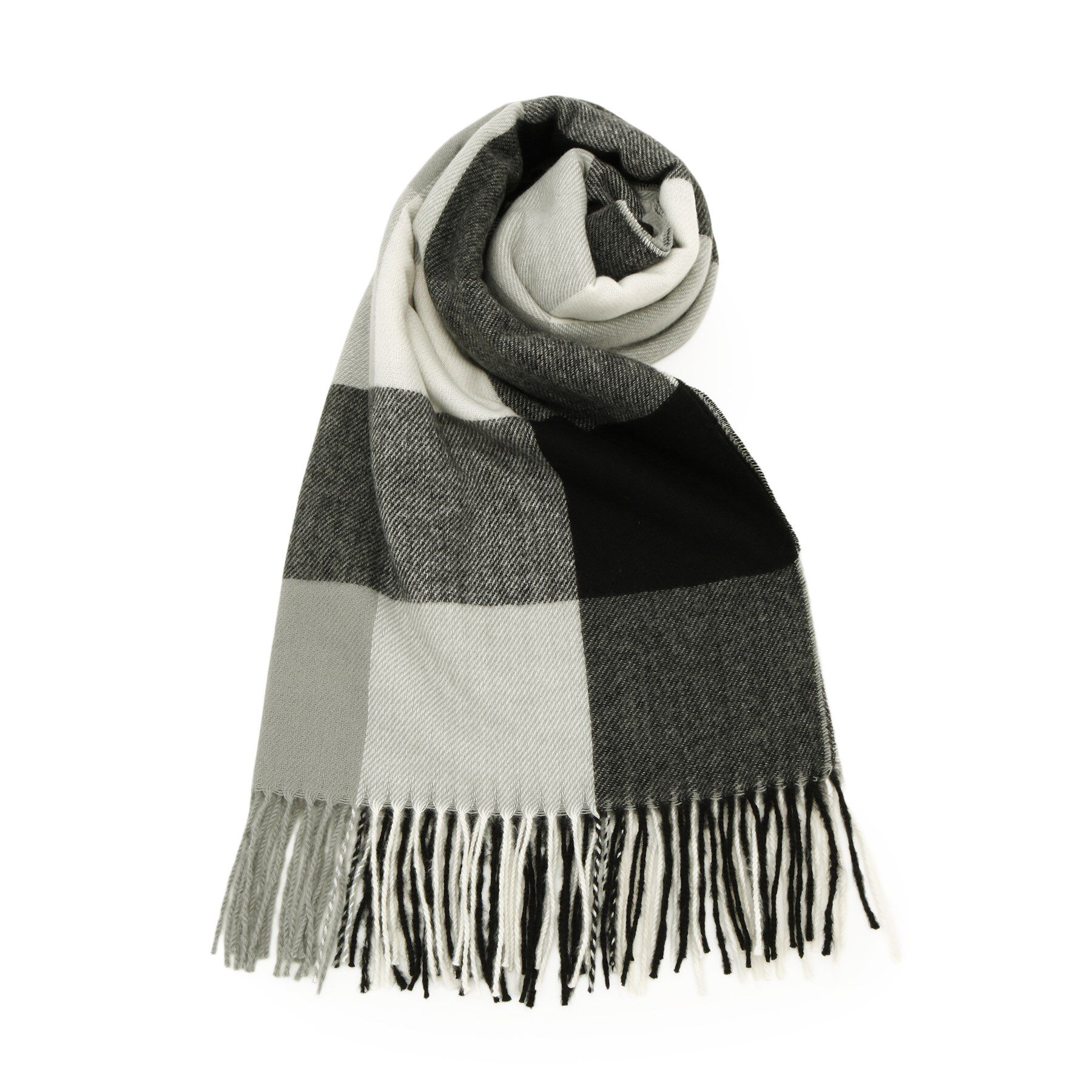 grove「【新色追加！】ポリエステル大判チェックストール」|ストール|ブラック(219)