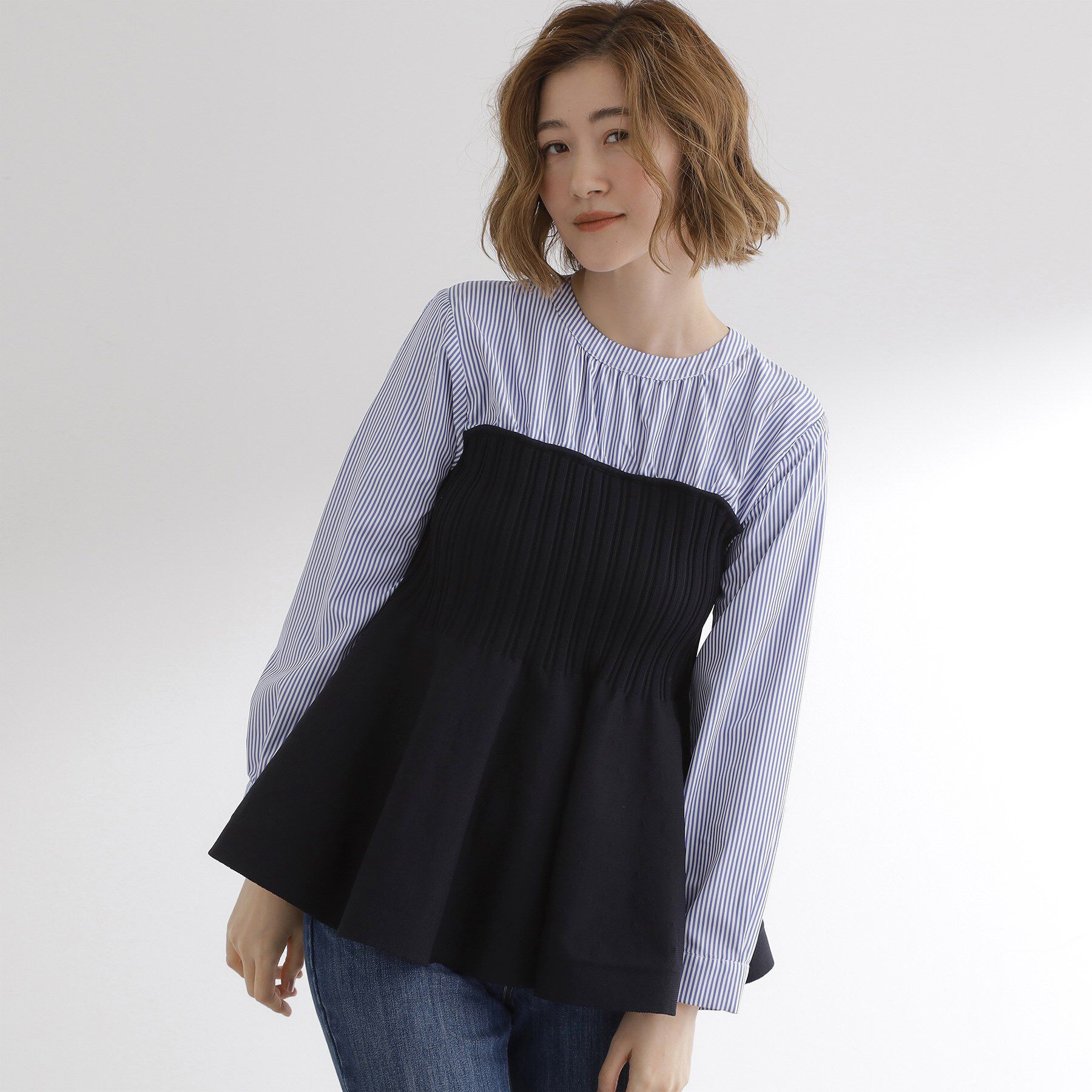 grove「一枚でトレンド完成！体型カバーも叶うニットビスチェドッキングブラウス」|シャツ・ブラウス|