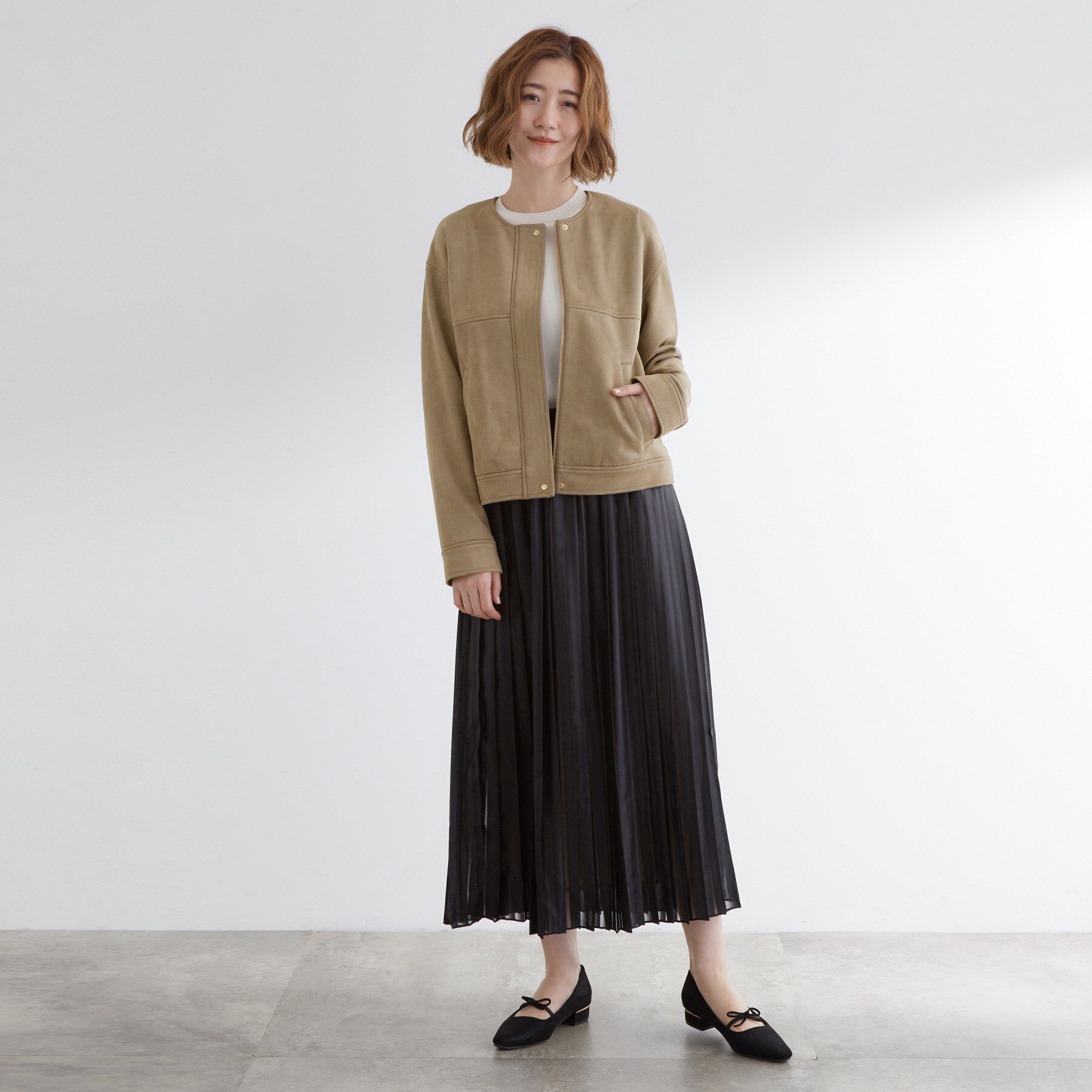 grove「日常を華やかにするスエード調ブルゾン」|ブルゾン・スタジャン|