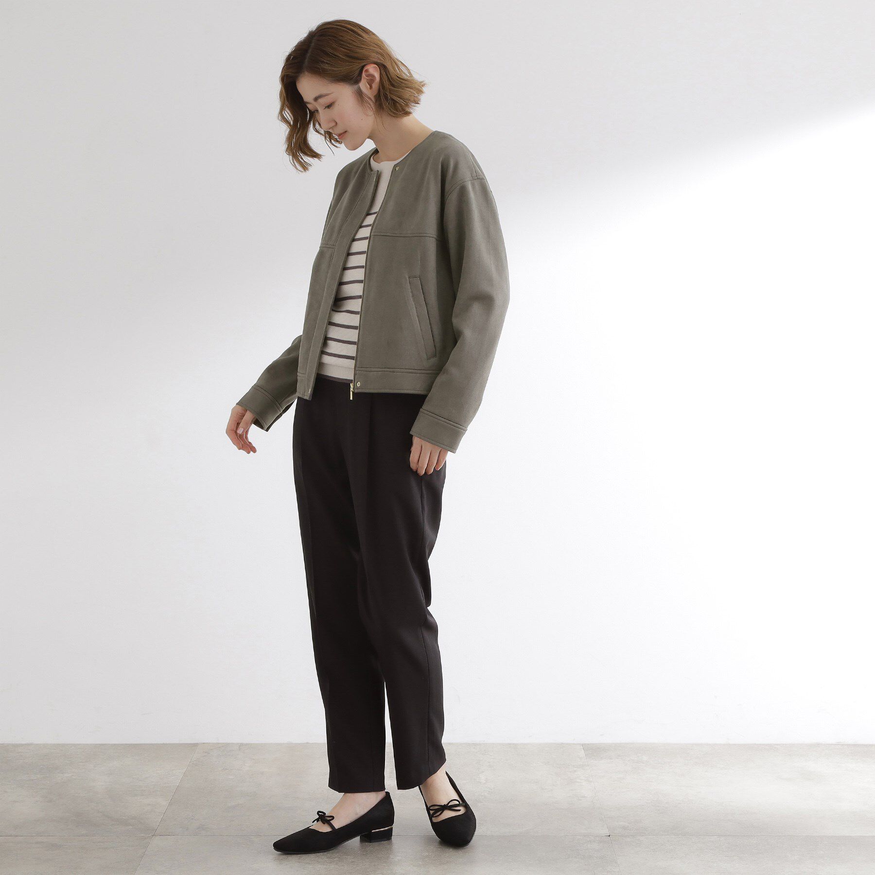 grove「日常を華やかにするスエード調ブルゾン」|ブルゾン・スタジャン|