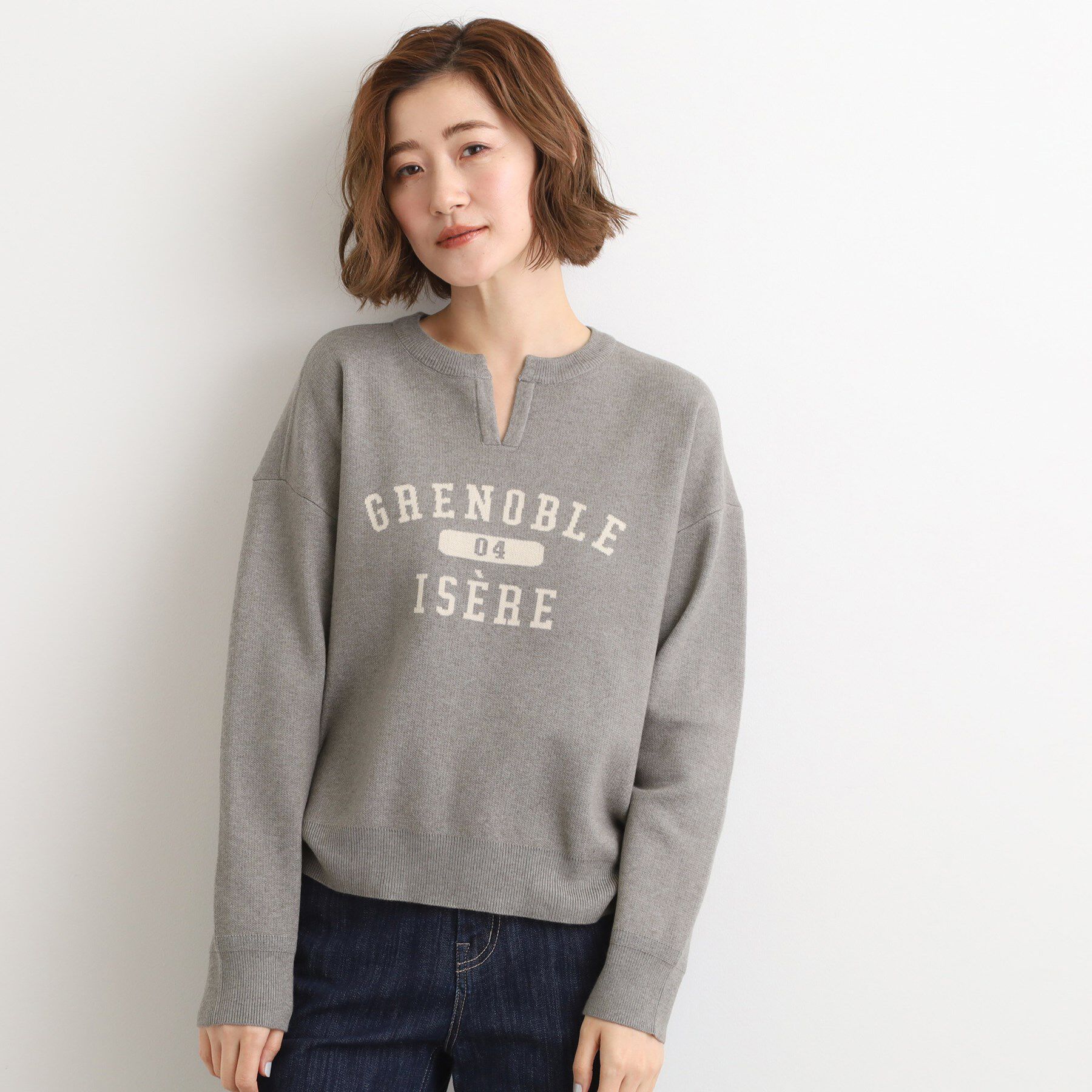 grove「カレッジロゴキーネックニット」|ニット・セーター|