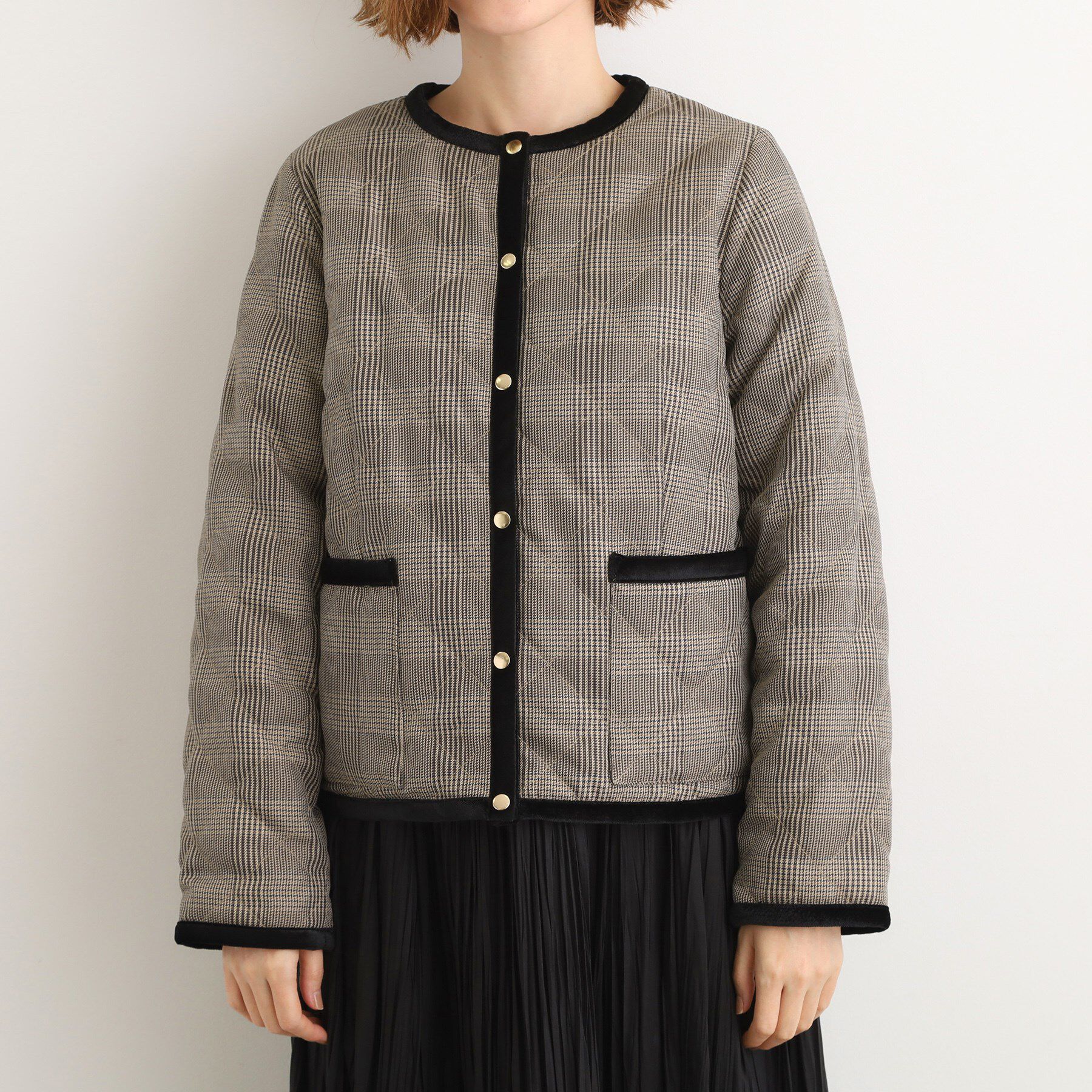 grove「【2WAY・リバーシブル】一枚でチェック柄も無地も！キルトジャケット」|ブルゾン・スタジャン|