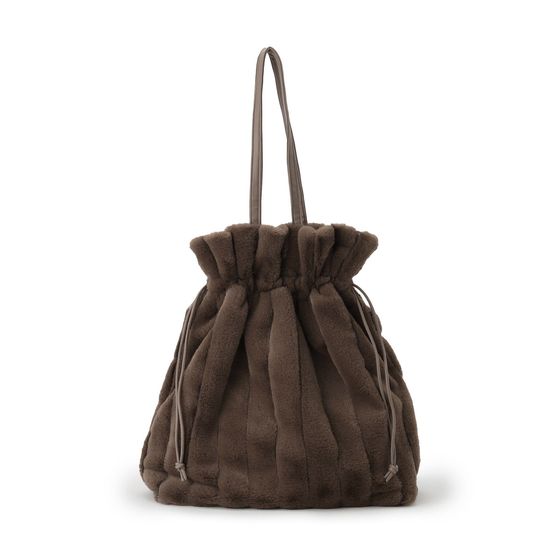 grove「ストライプエコファー巾着トート」|トートバッグ|