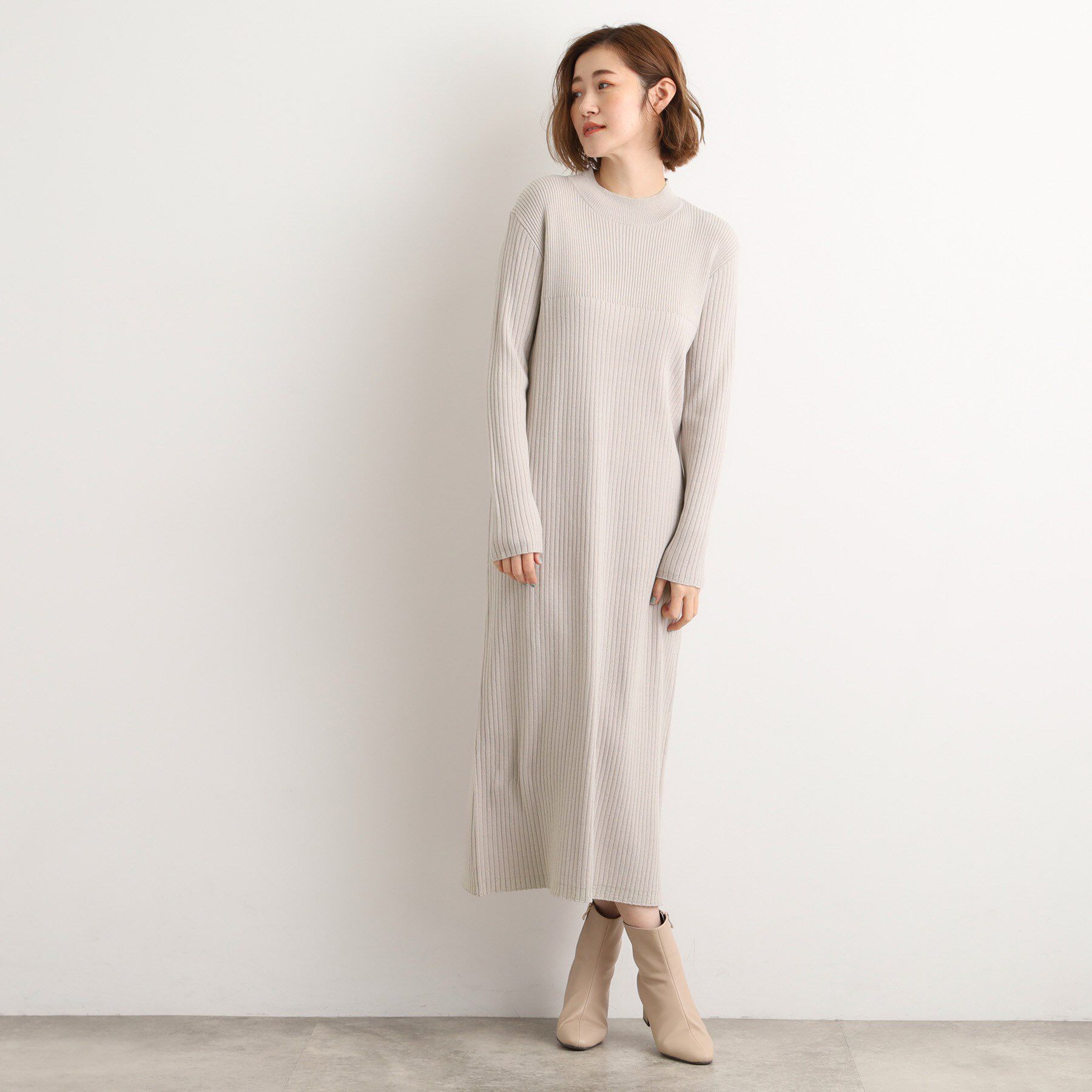 grove「【2点SET/体型カバー】一枚で決まる、ペプラムベスト&times;ニットワンピース」|ワンピース|