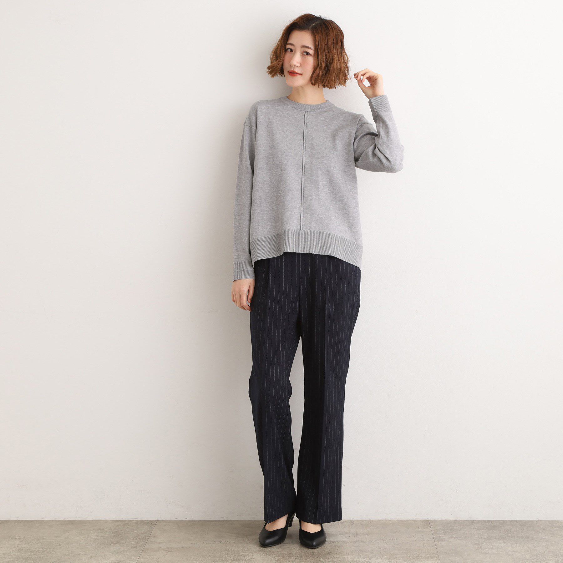 grove「【SETUP可能】冬から春まで心地よく　タック編みオーバーサイズニット」|ニット・セーター|