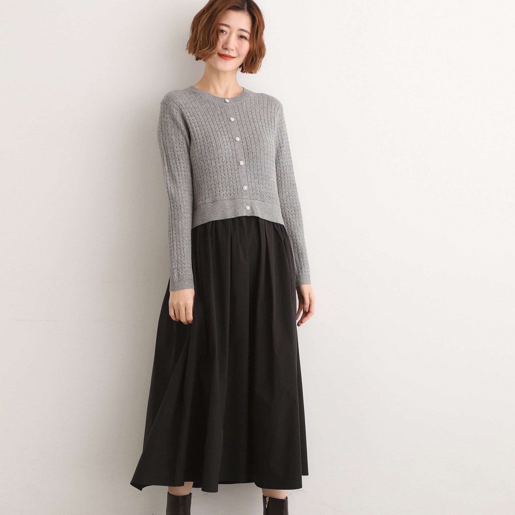 grove「ケーブルニットドッキングワンピース」|ワンピース|