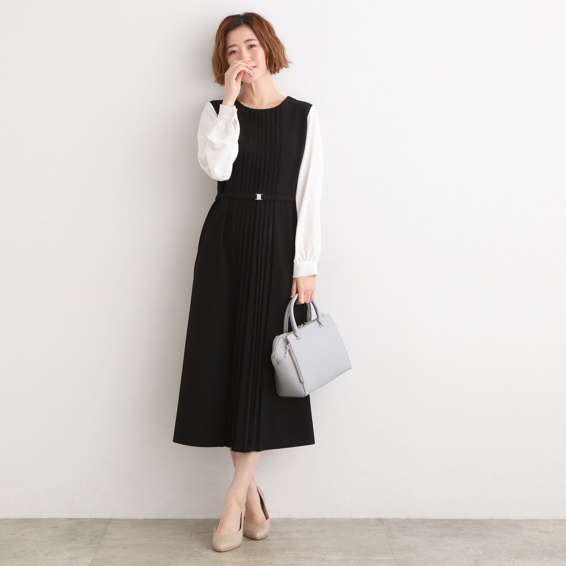 grove「【手洗いOK】フロントプリーツ袖コンシャスワンピース」|ワンピース|