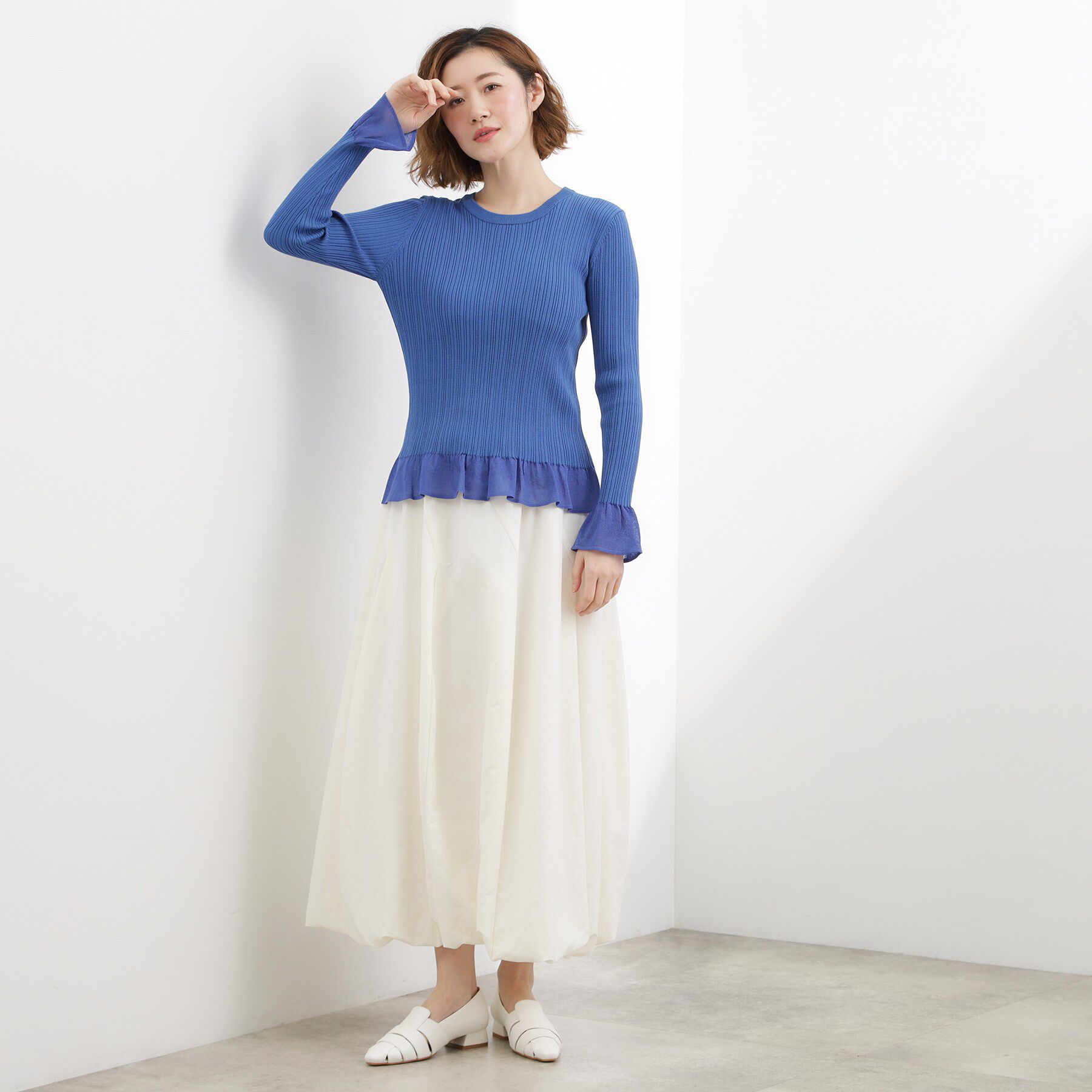 grove「シアーフリルリブニットプルオーバー」|ニット・セーター|