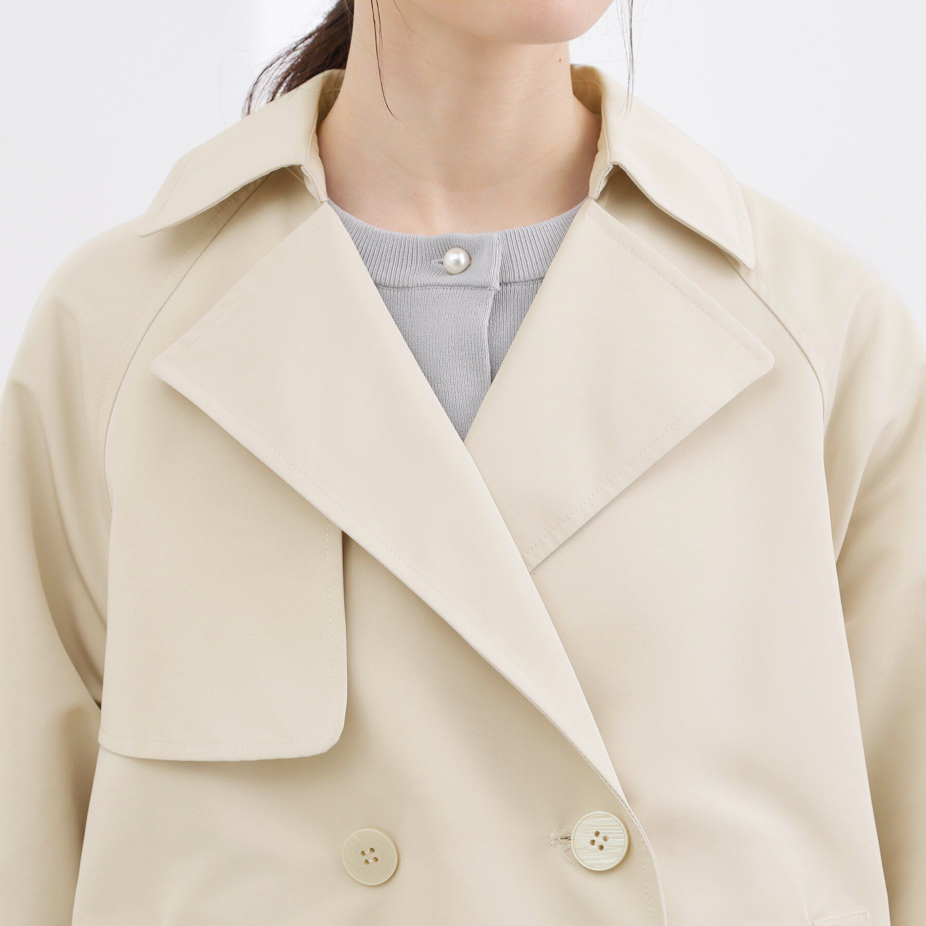 grove「【貴島明日香さん着用】【撥水／シルエット2WAY】軽やかミドルトレンチコート」|トレンチコート|