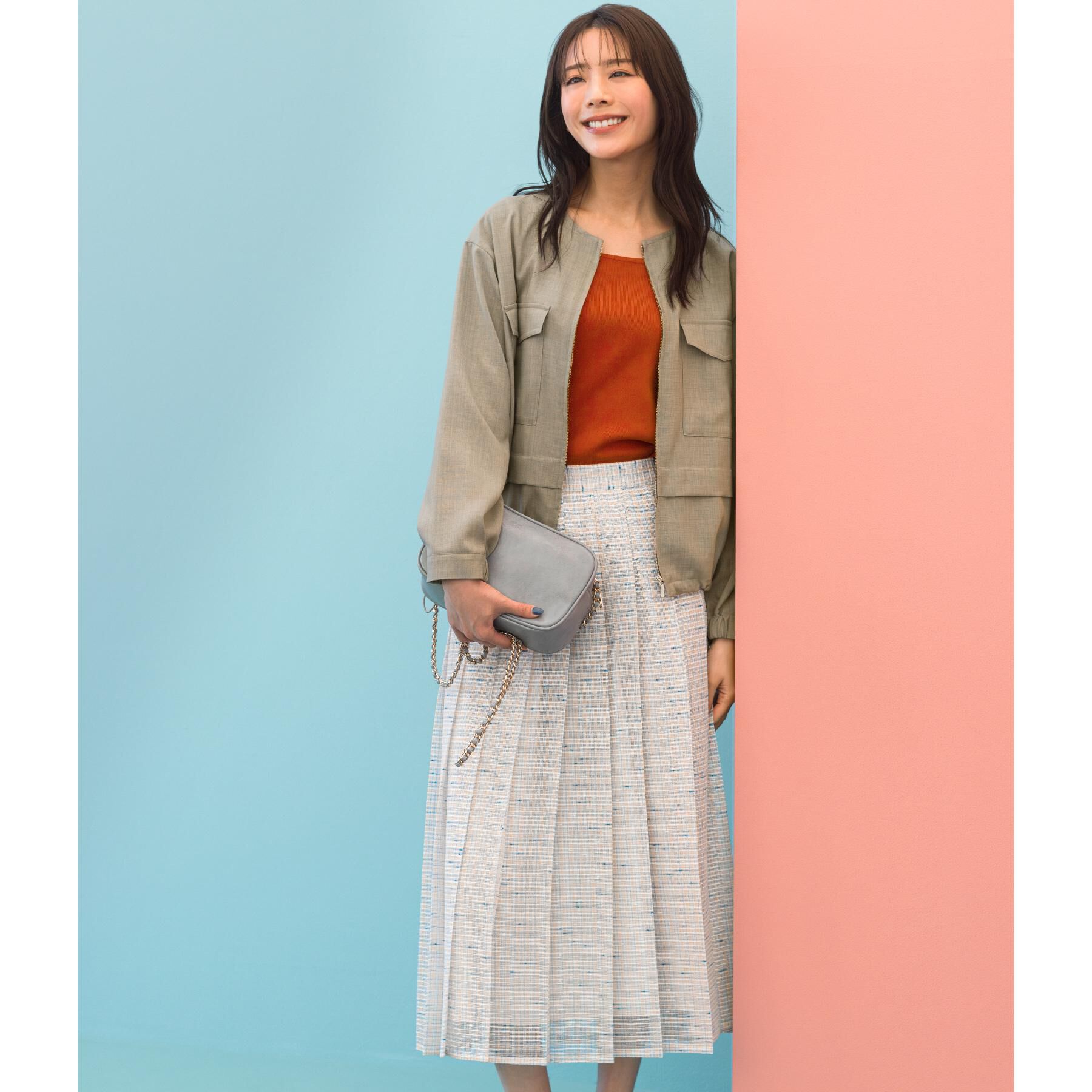 grove「【貴島明日香さん着用・洗える】麻調ノーカラーブルゾン」|ブルゾン・スタジャン|