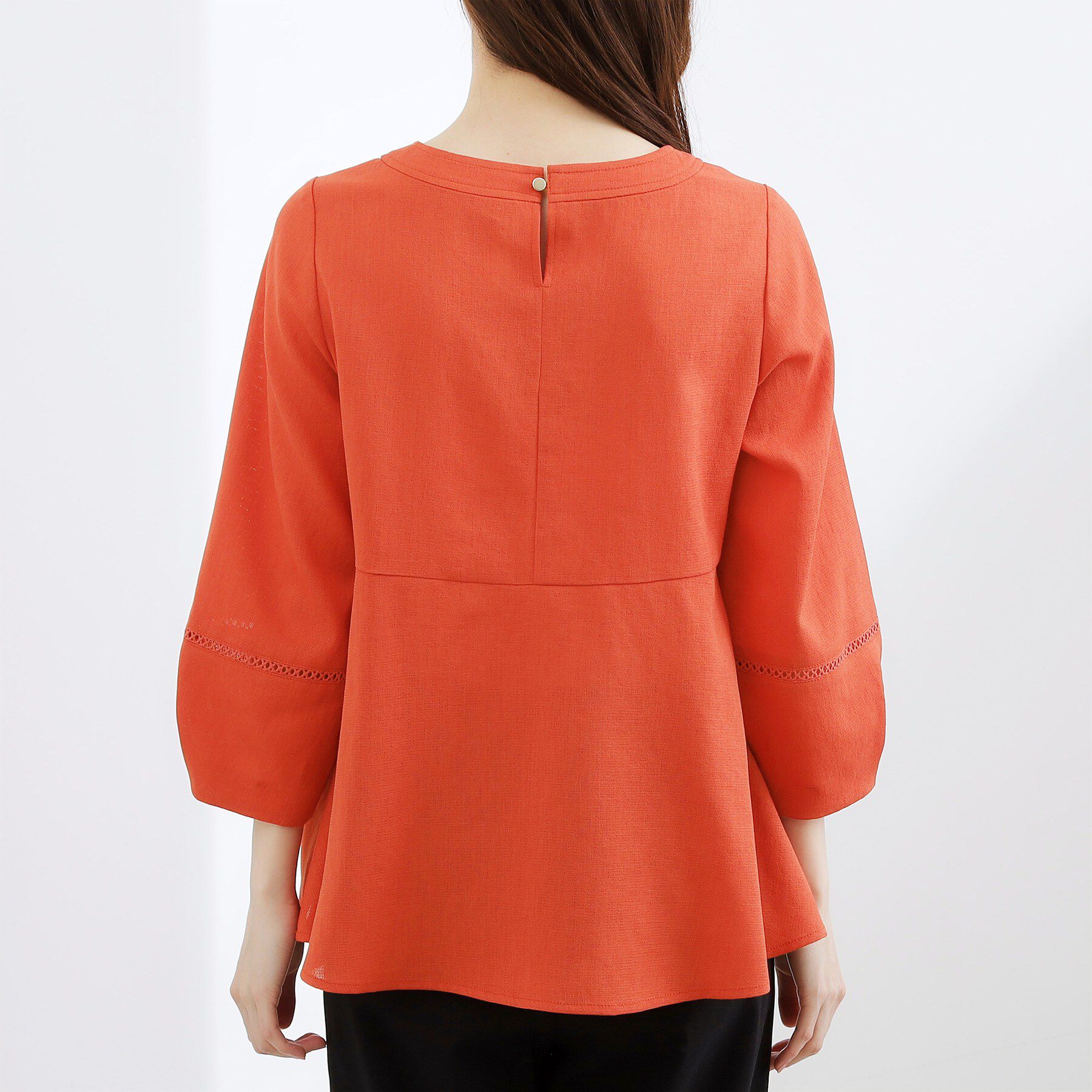 grove「【体型カバーも叶う】麻調メッシュランタンスリーブブラウス」|シャツ・ブラウス|