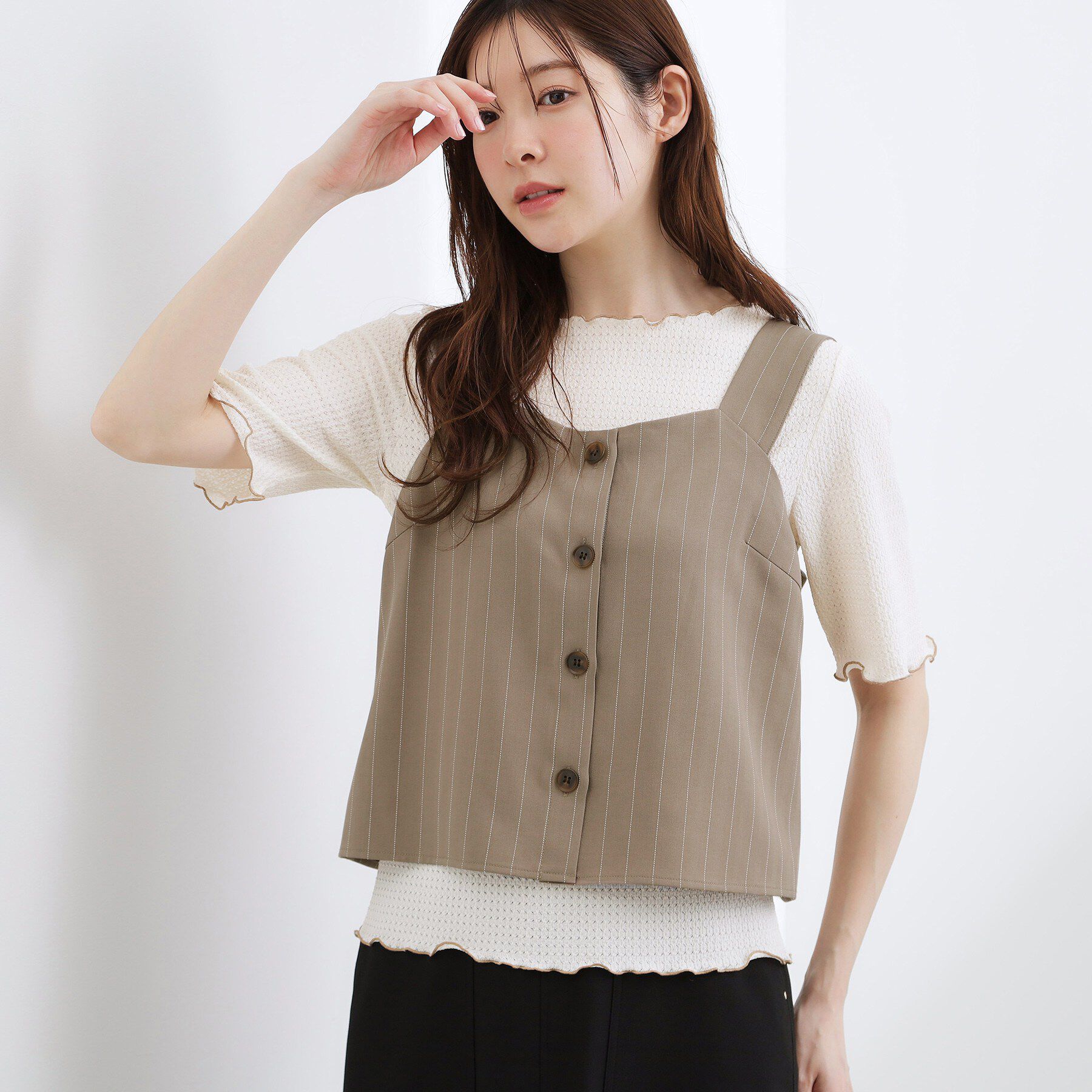 grove「ストライプ ビスチェ＆インナーセット」|その他|モカブラウン(342