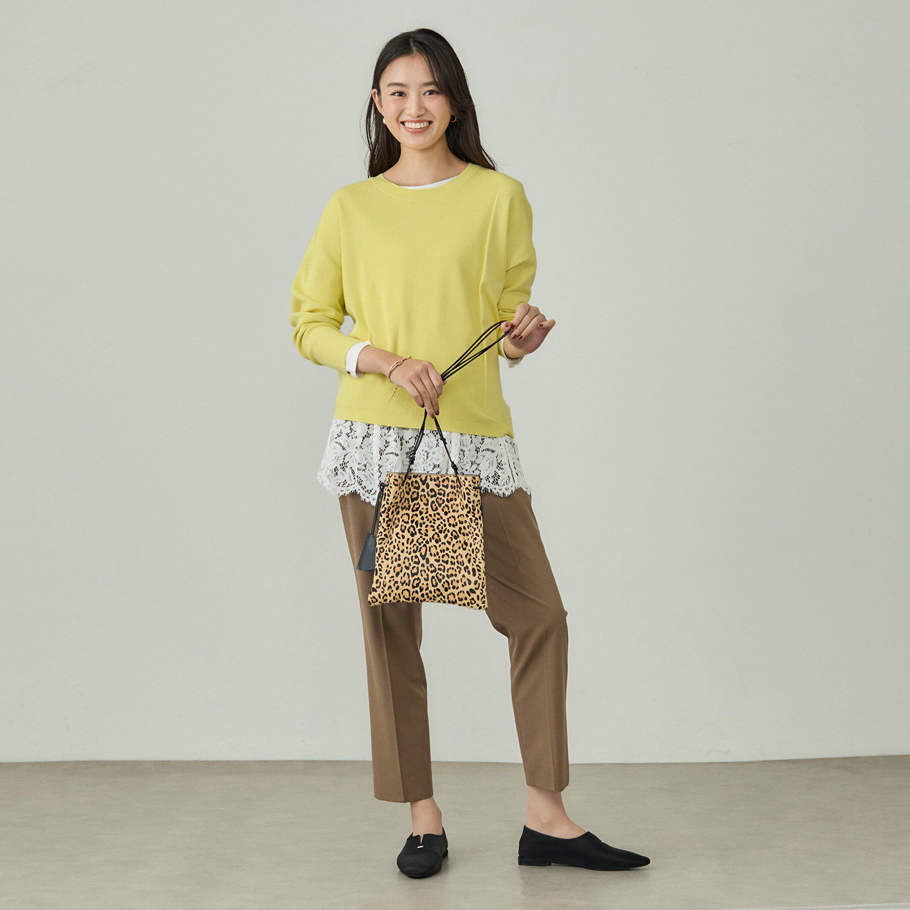 INDIVI「【洗える】アシメデザイン ドルマンスリーブニット」|ニット・セーター|