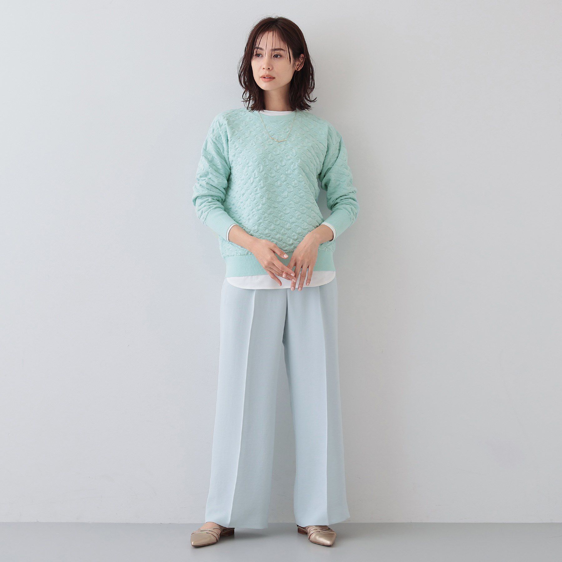 INDIVI「【洗える／コットン混】ふくれジャカードニット」|ニット・セーター|