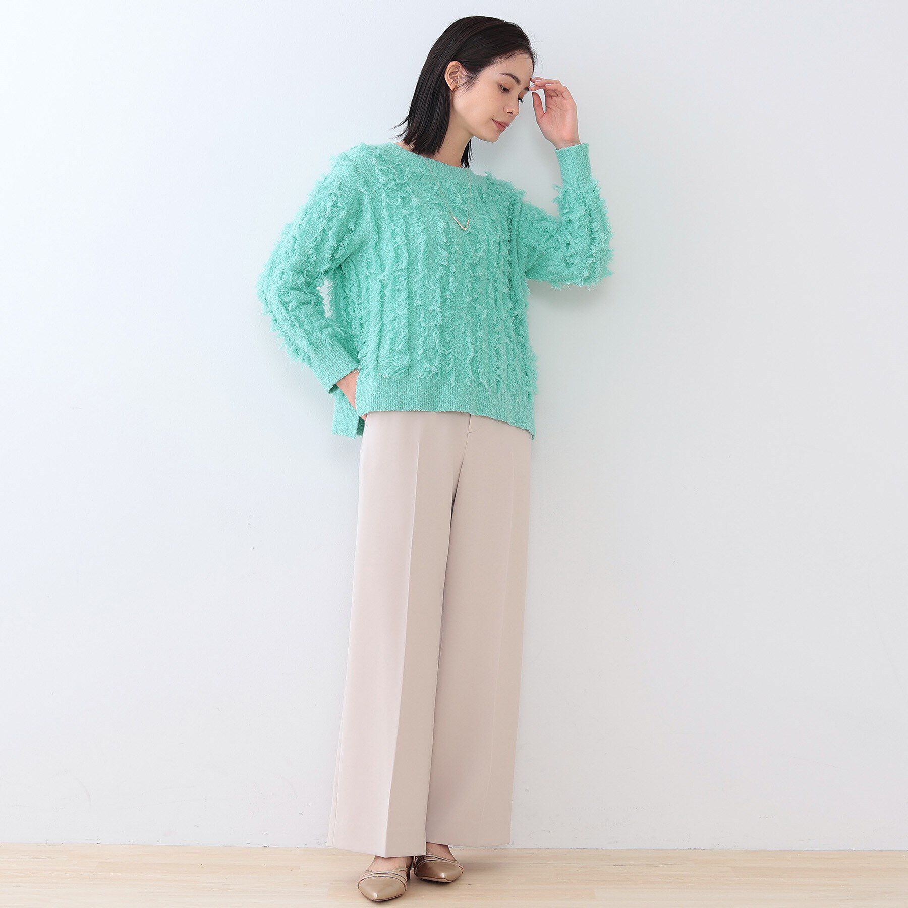 INDIVI「【洗える】フリンジ ジャカードニット」|ニット・セーター|