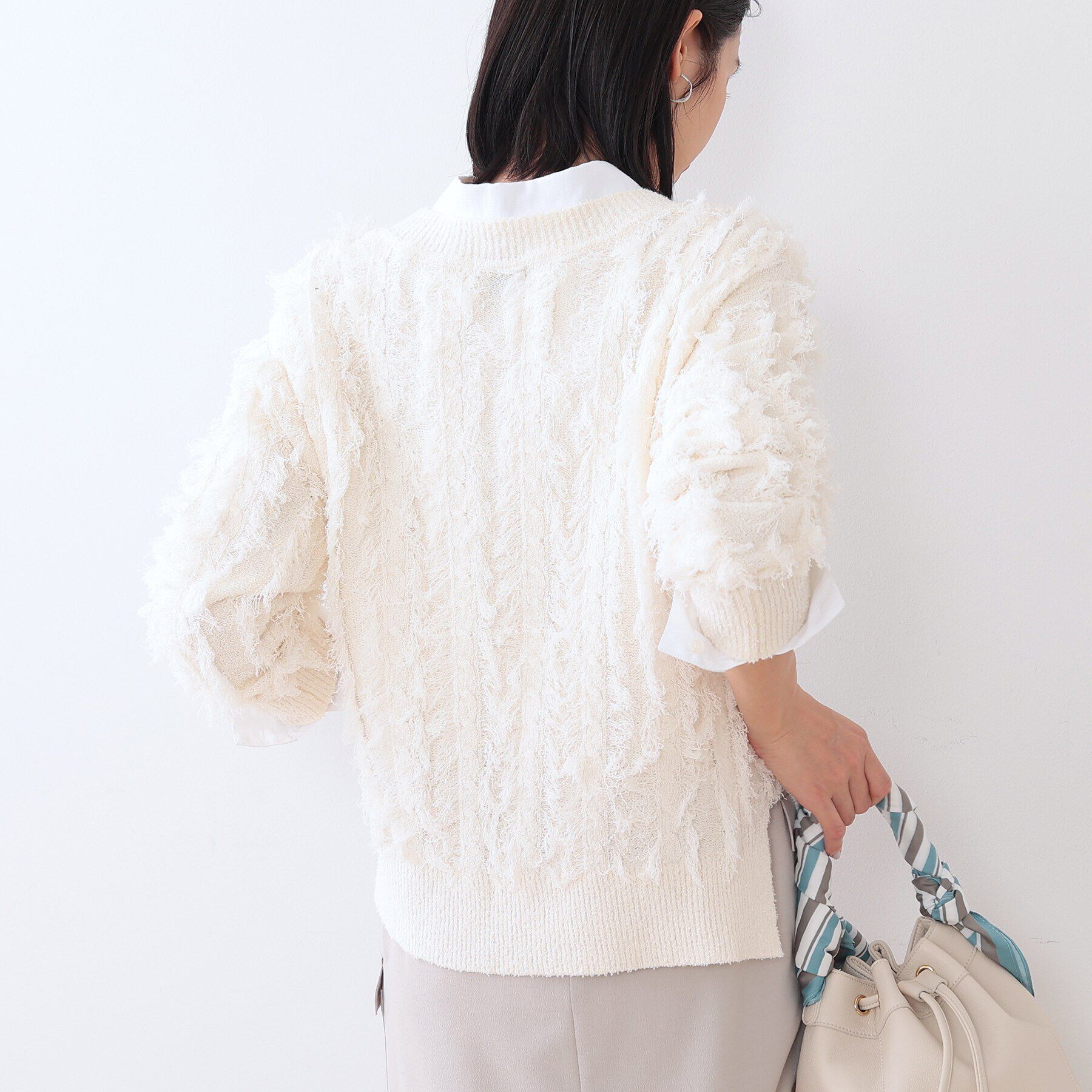 INDIVI「【洗える】フリンジ ジャカードニット」|ニット・セーター|