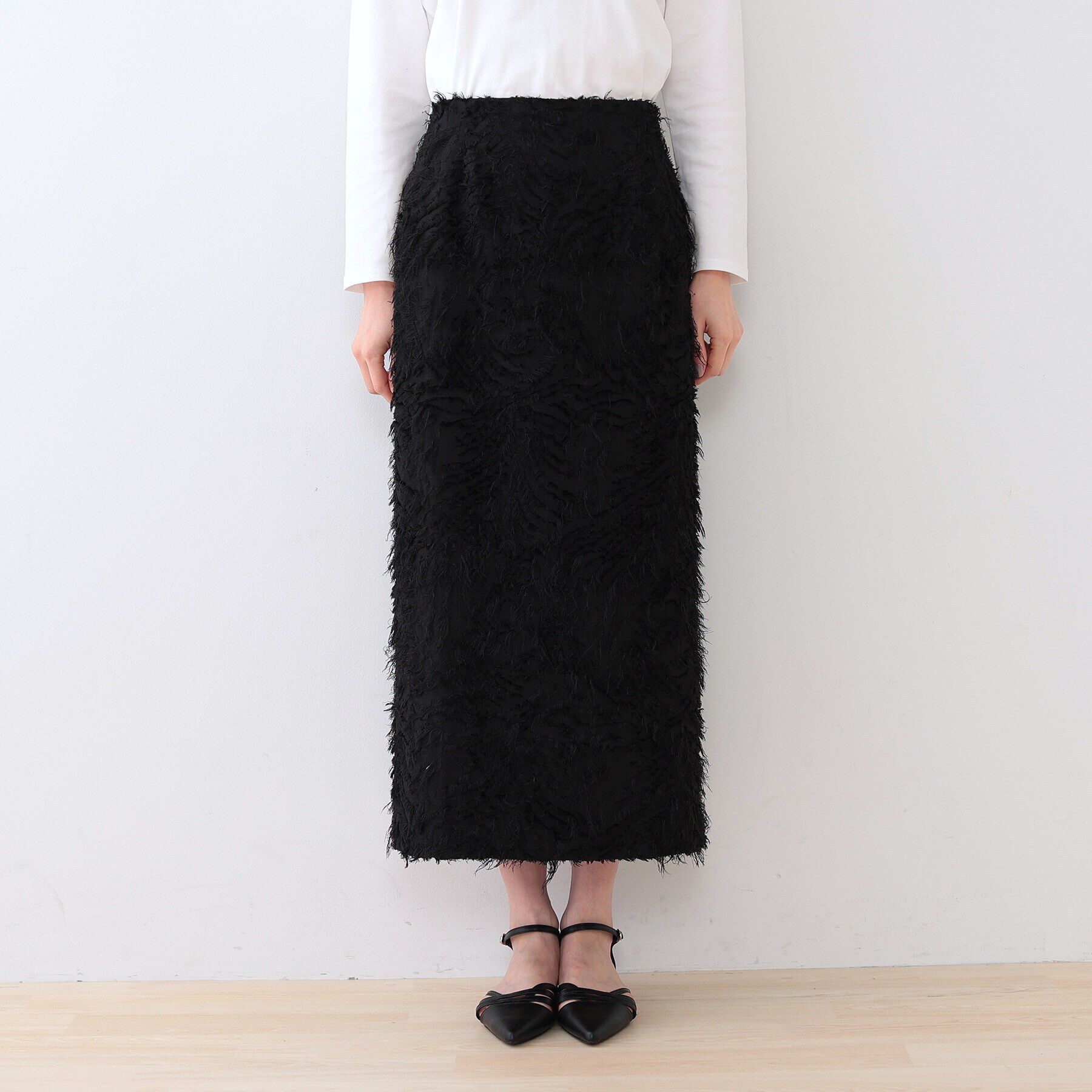 INDIVI「【スタイルUP】フリンジ調ジャカード ストレートラインスカート」|スカート|