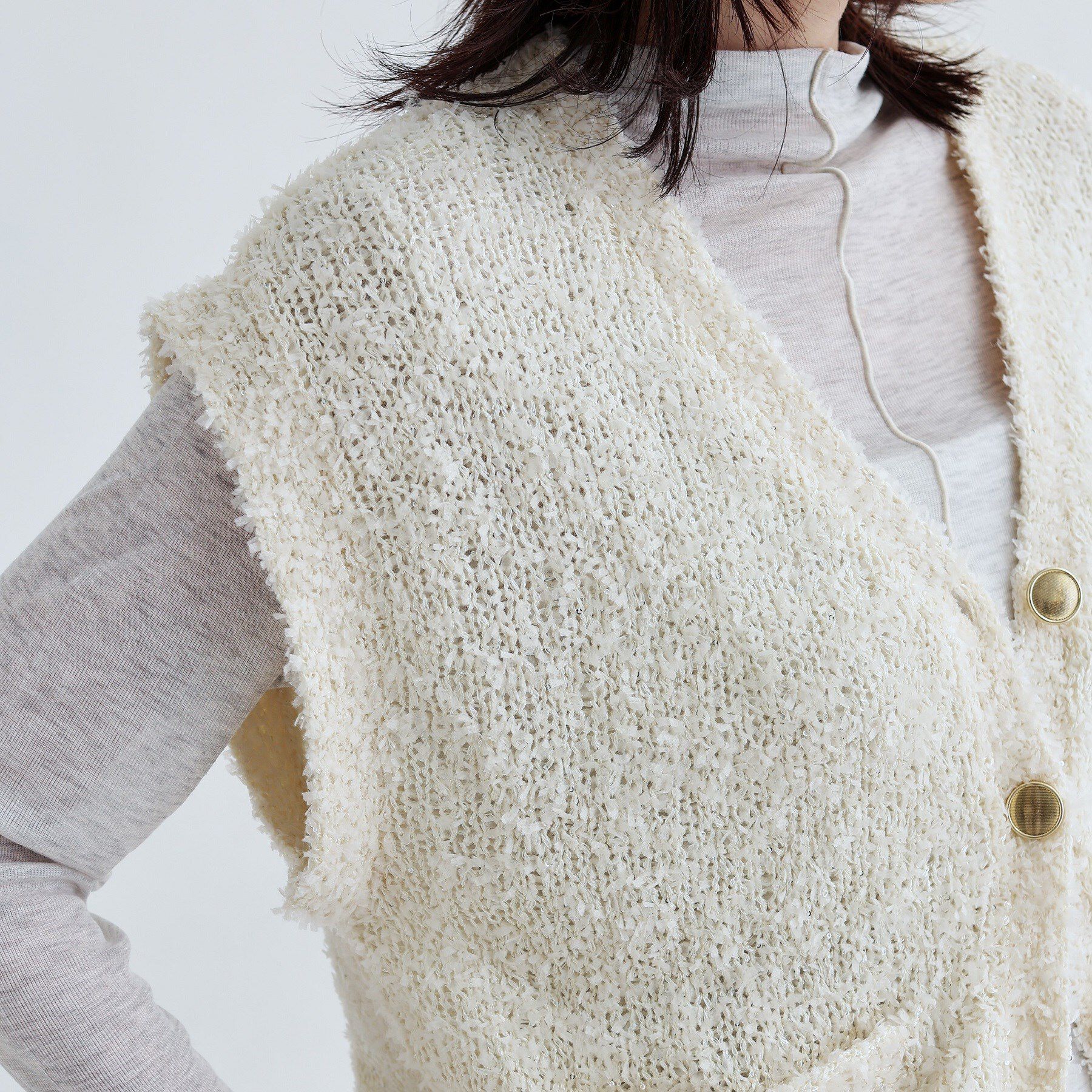 GALLEST「ツイードライクニットベスト」|ニット・セーター|