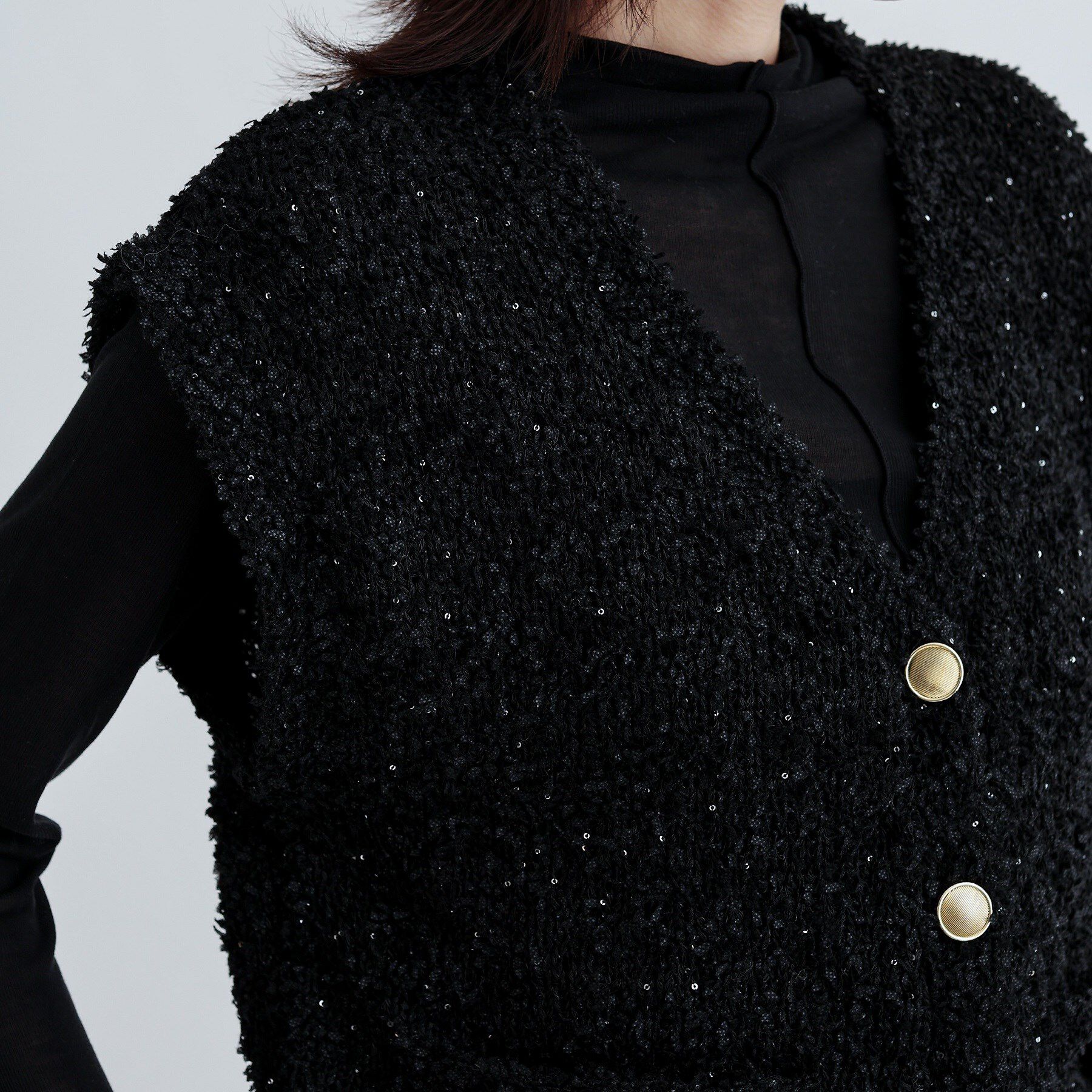 GALLEST「ツイードライクニットベスト」|ニット・セーター|