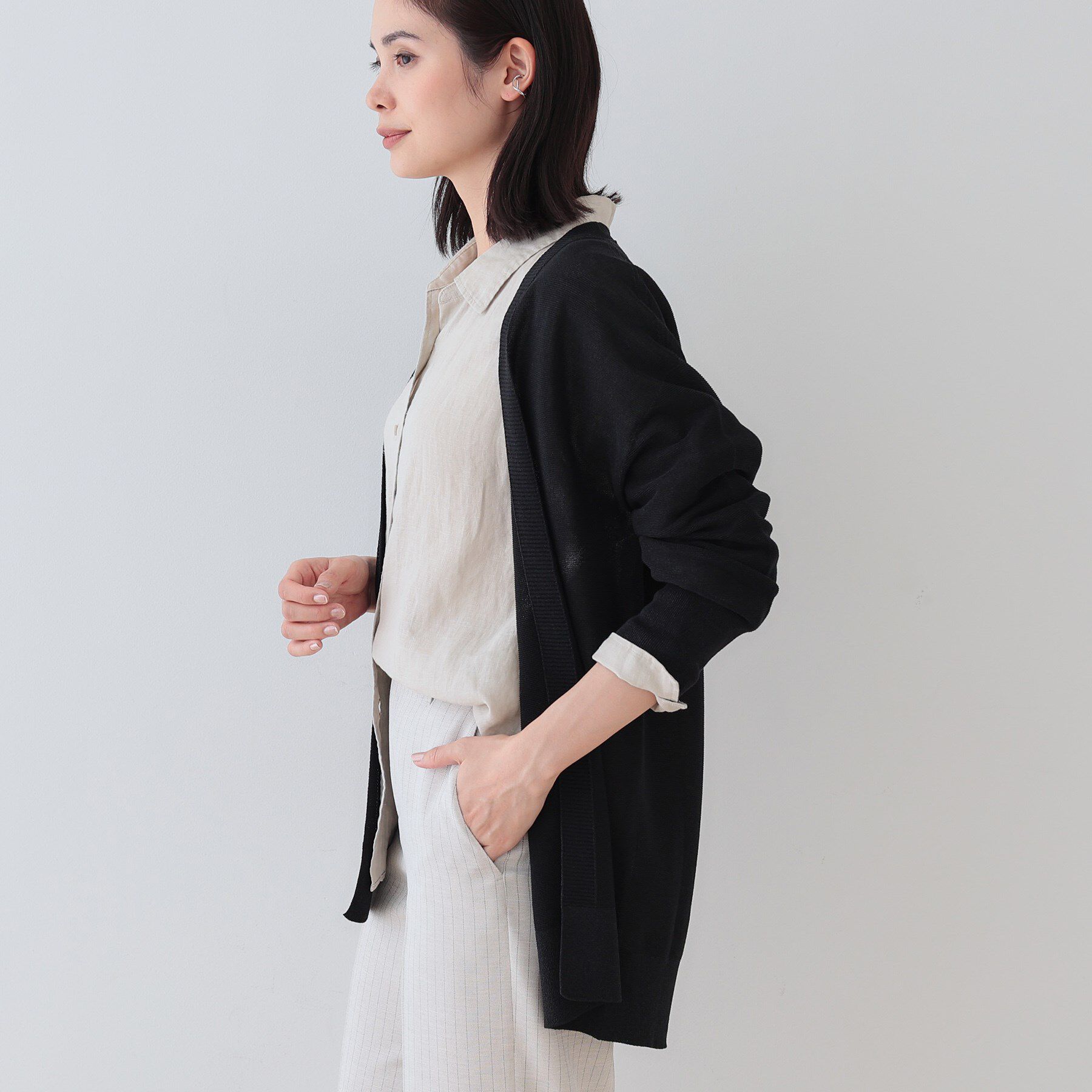 INDIVI「【洗える／和紙混素材】ドライタッチニットカーディガン」|カーディガン|