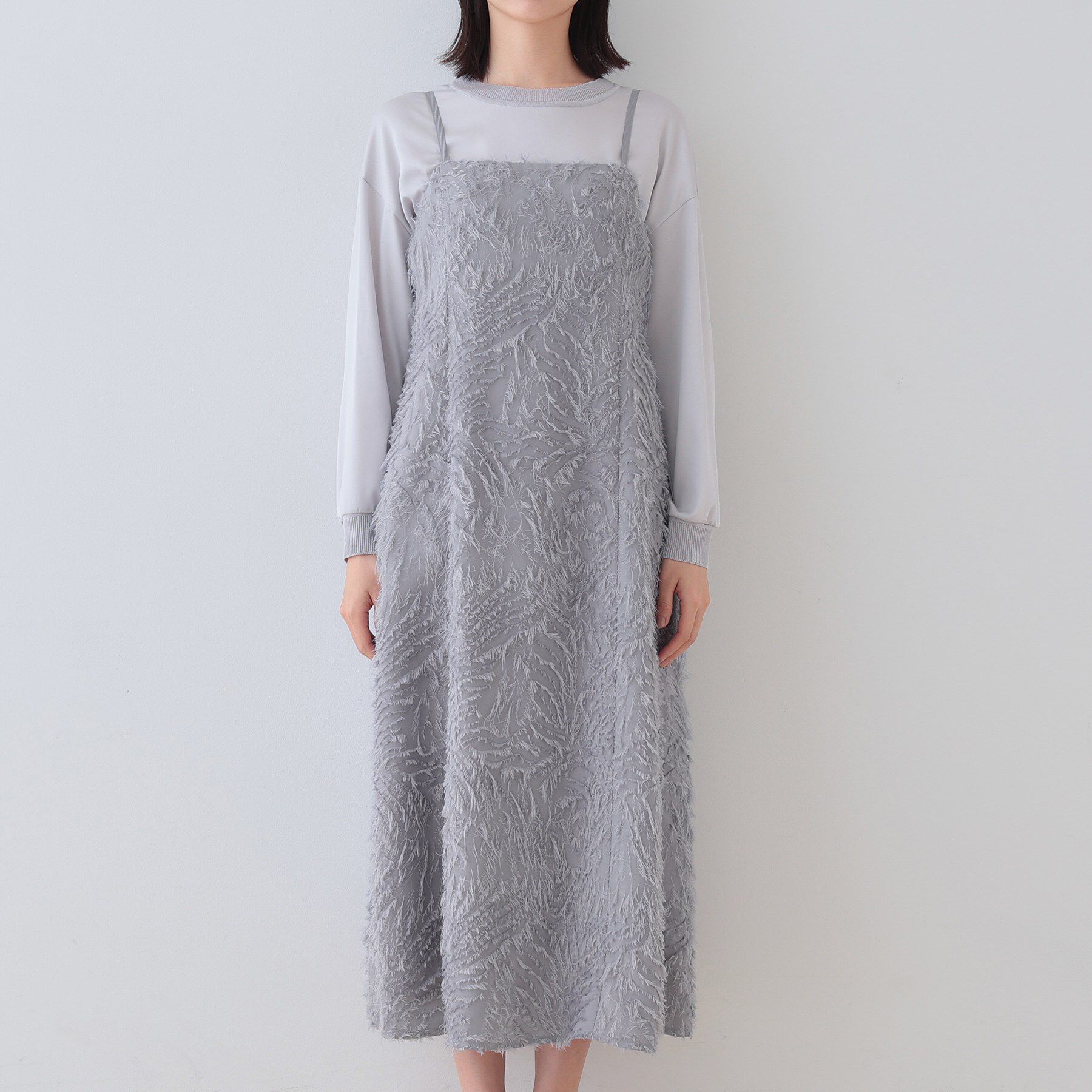 INDIVI「【トレンド素材】シアーカットジャカード キャミワンピース」|ワンピース|