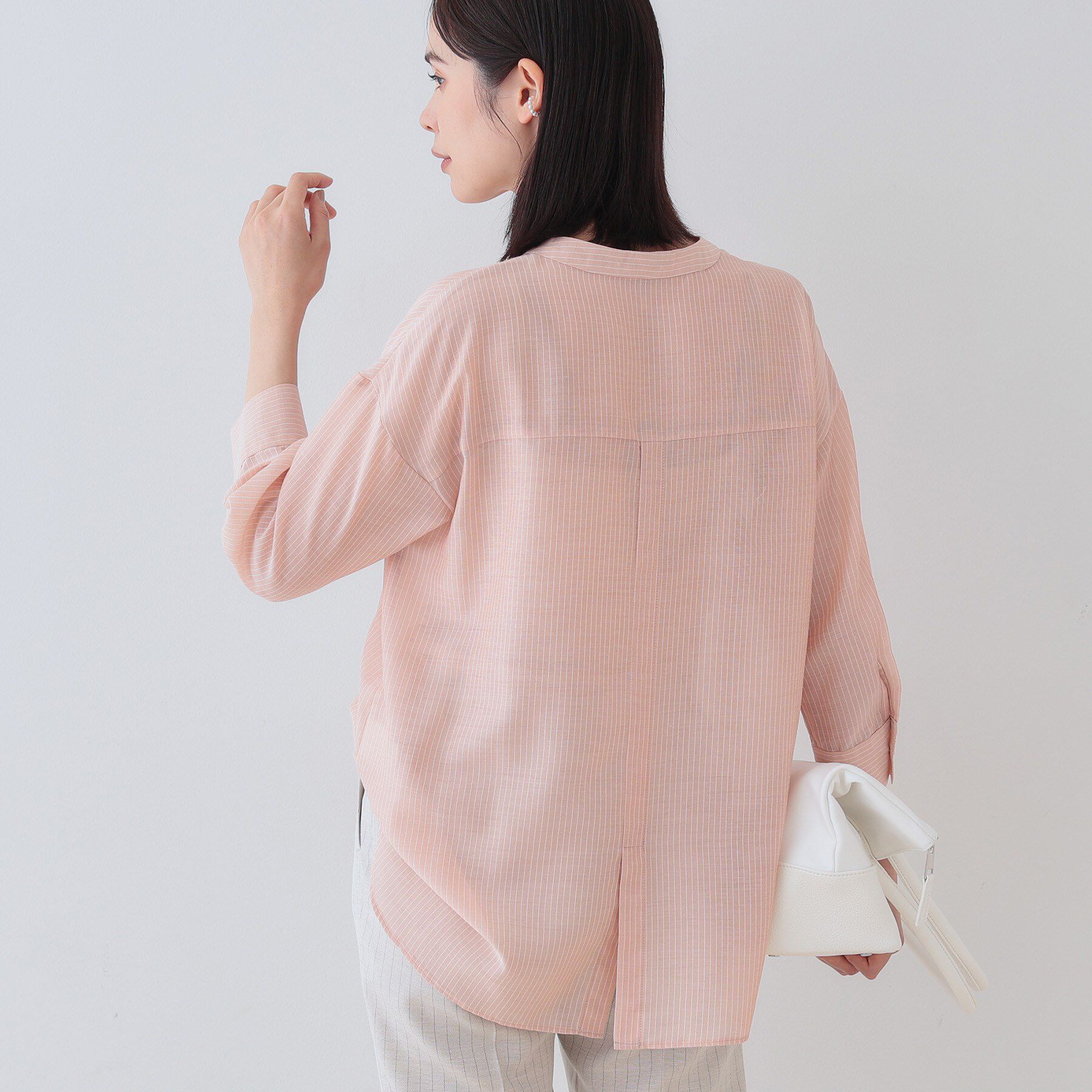 INDIVI「【洗える／エアリー素材】バンドカラーシャツ」|シャツ・ブラウス|