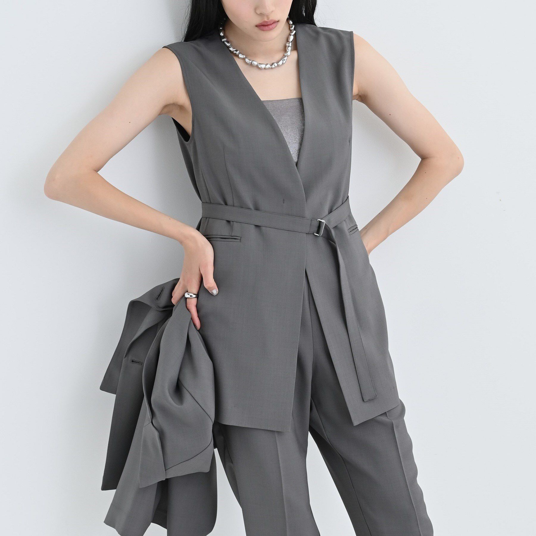 GALLEST「【セットアップ可】ナローベルテッドジレ【カセット服/オケージョン/通勤】」|ベスト・ジレ|