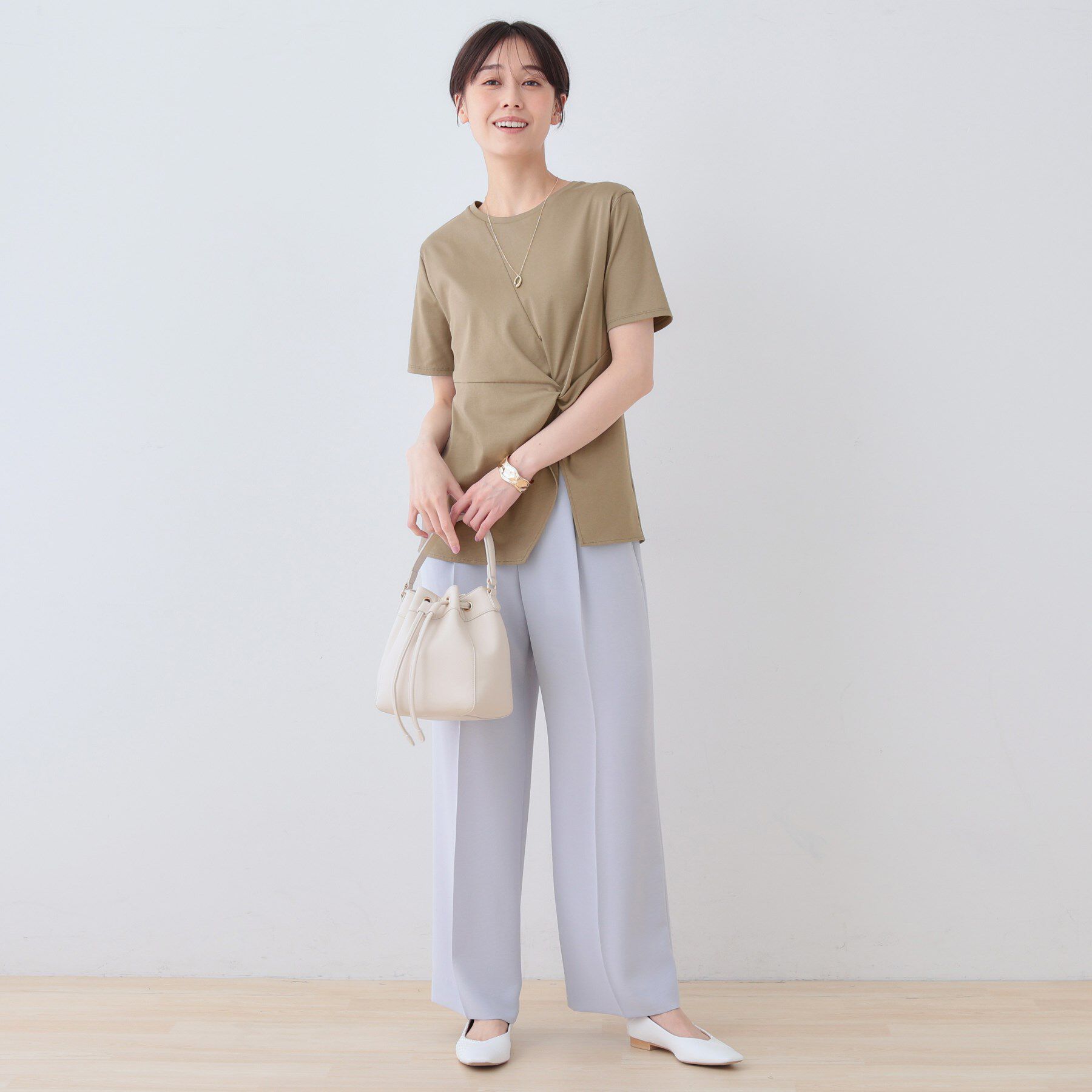 INDIVI「【洗える】ねじりデザインTシャツ」|Tシャツ・カットソー|