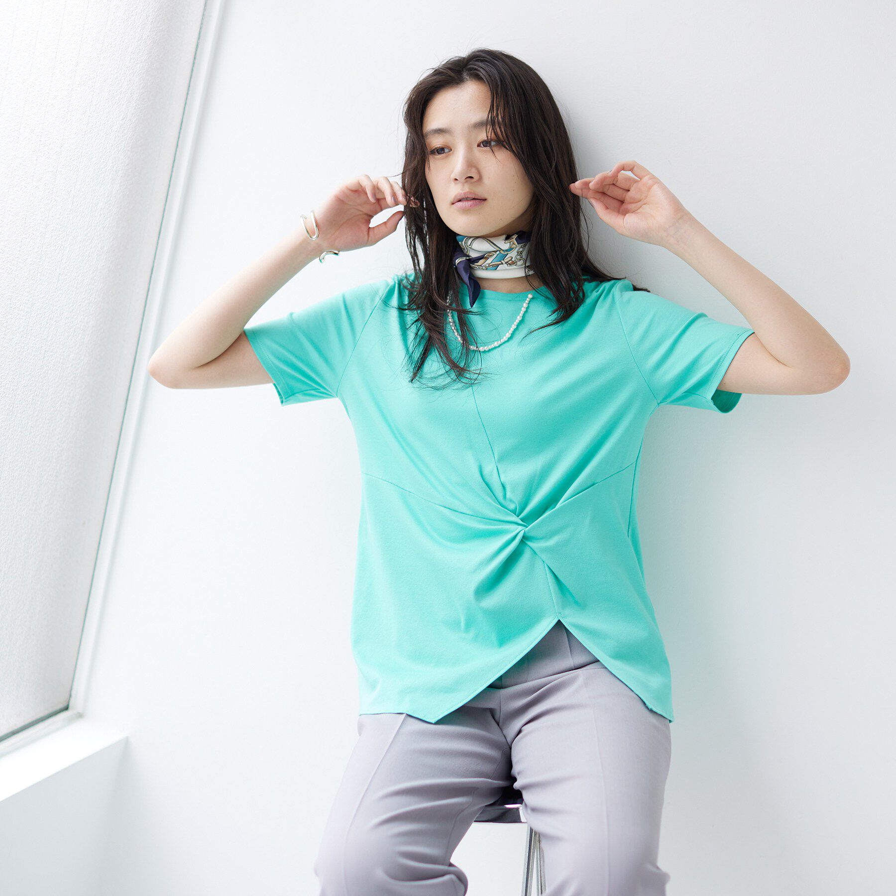 INDIVI「【洗える】ねじりデザインTシャツ」|Tシャツ・カットソー|