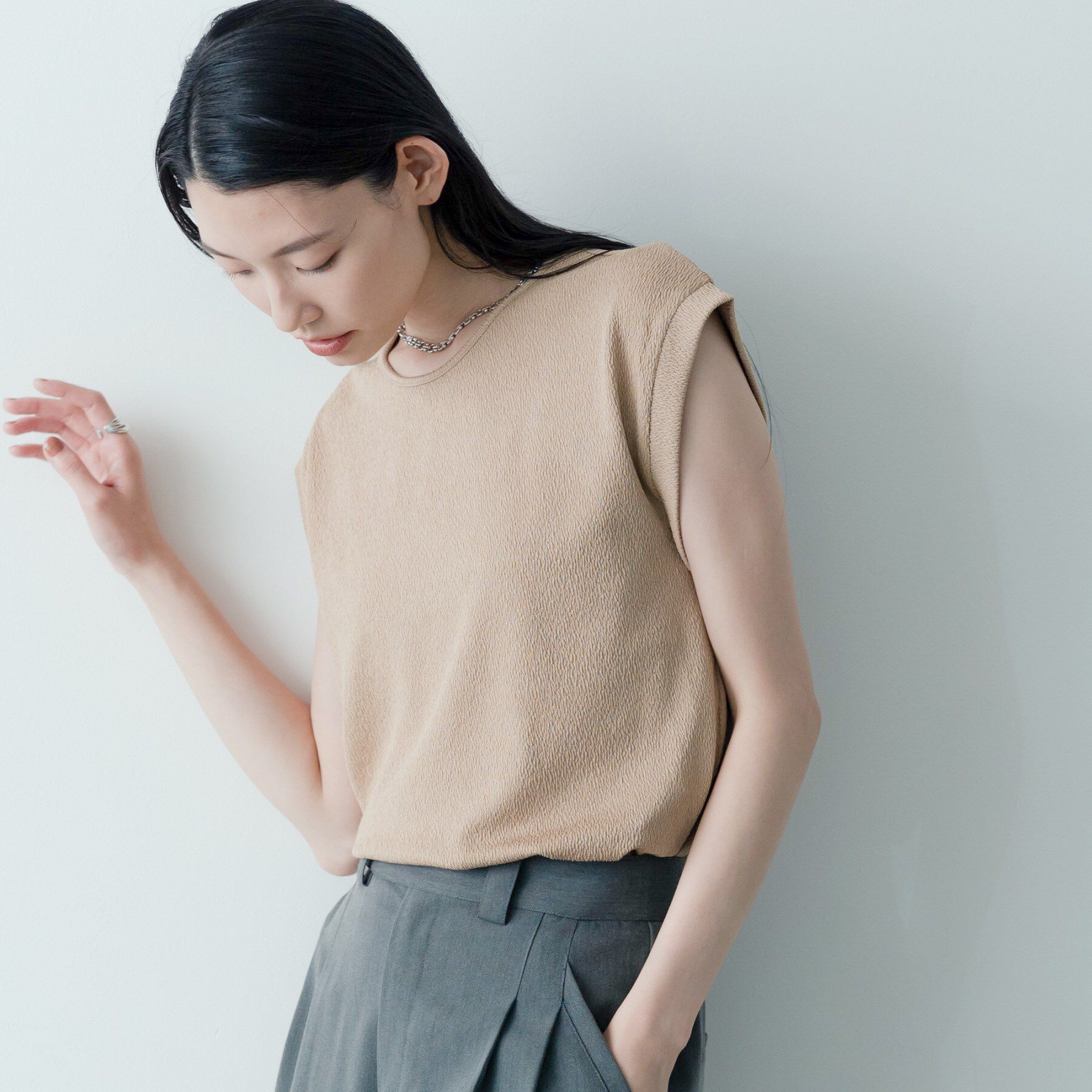 GALLEST「【再入荷】バックシャンノースリTシャツ」|Tシャツ・カットソー|ベージュ(052)