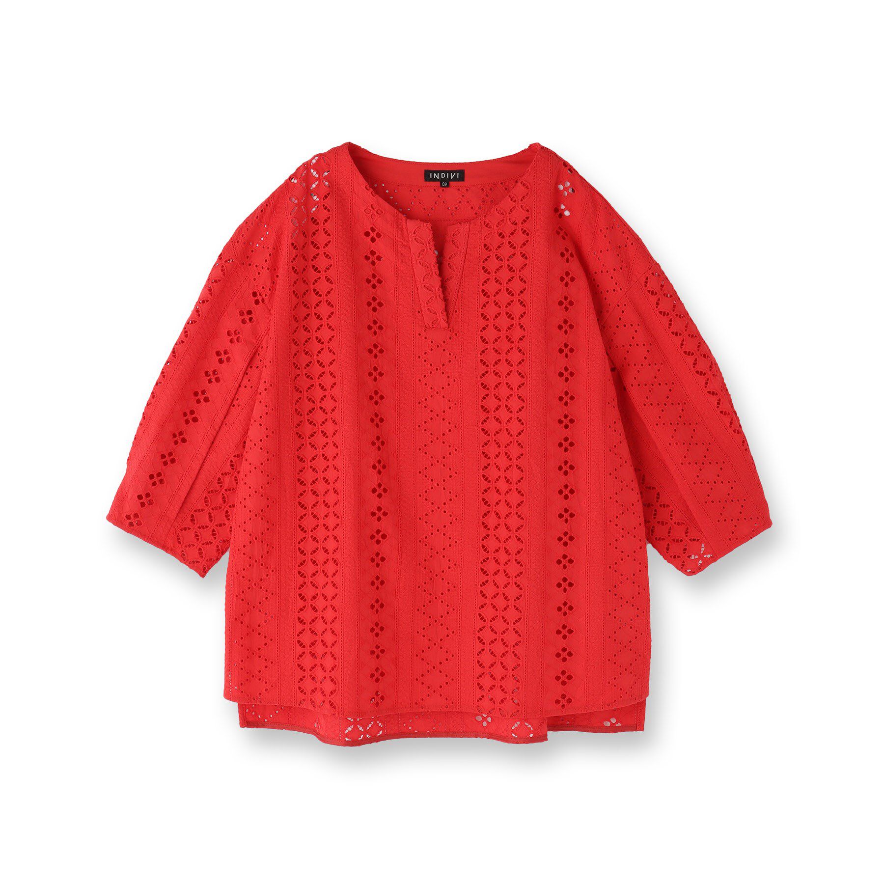 INDIVI「【刺繍／レース】スラッシュネックブラウス」|シャツ・ブラウス|