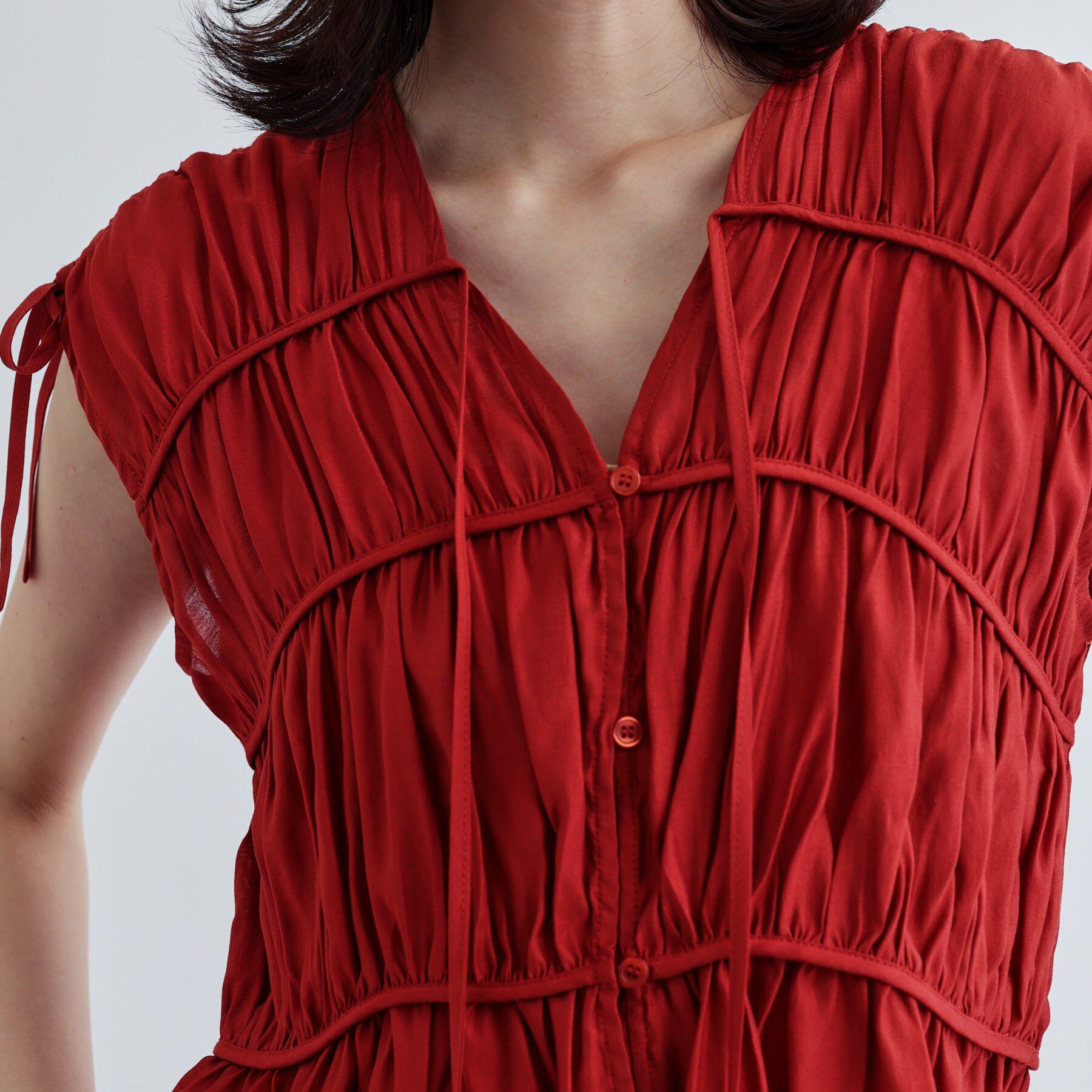 GALLEST「ギャザースリーブレスブラウス」|シャツ・ブラウス|