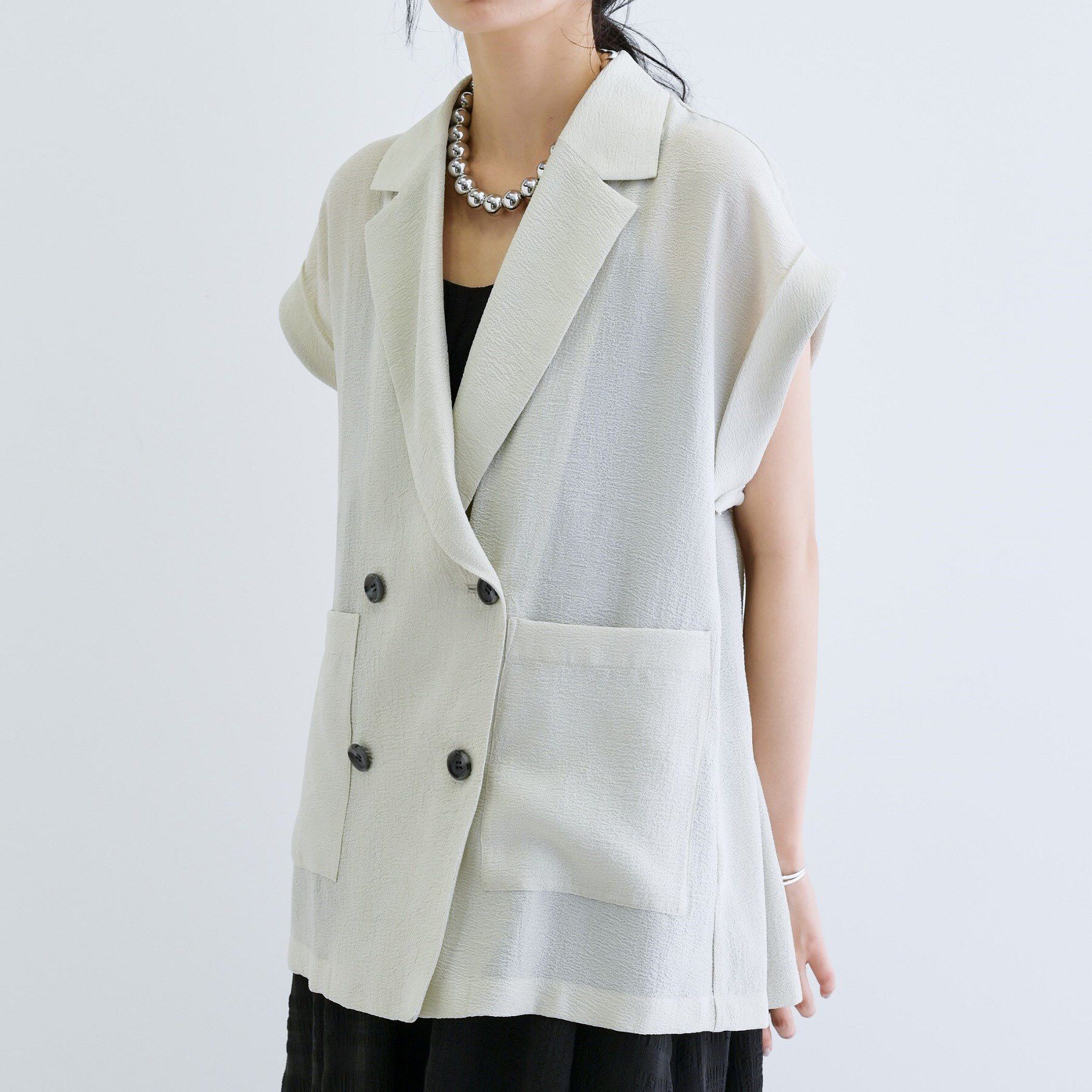 GALLEST「ワッシャー半袖シャツジャケット」|テーラードジャケット|