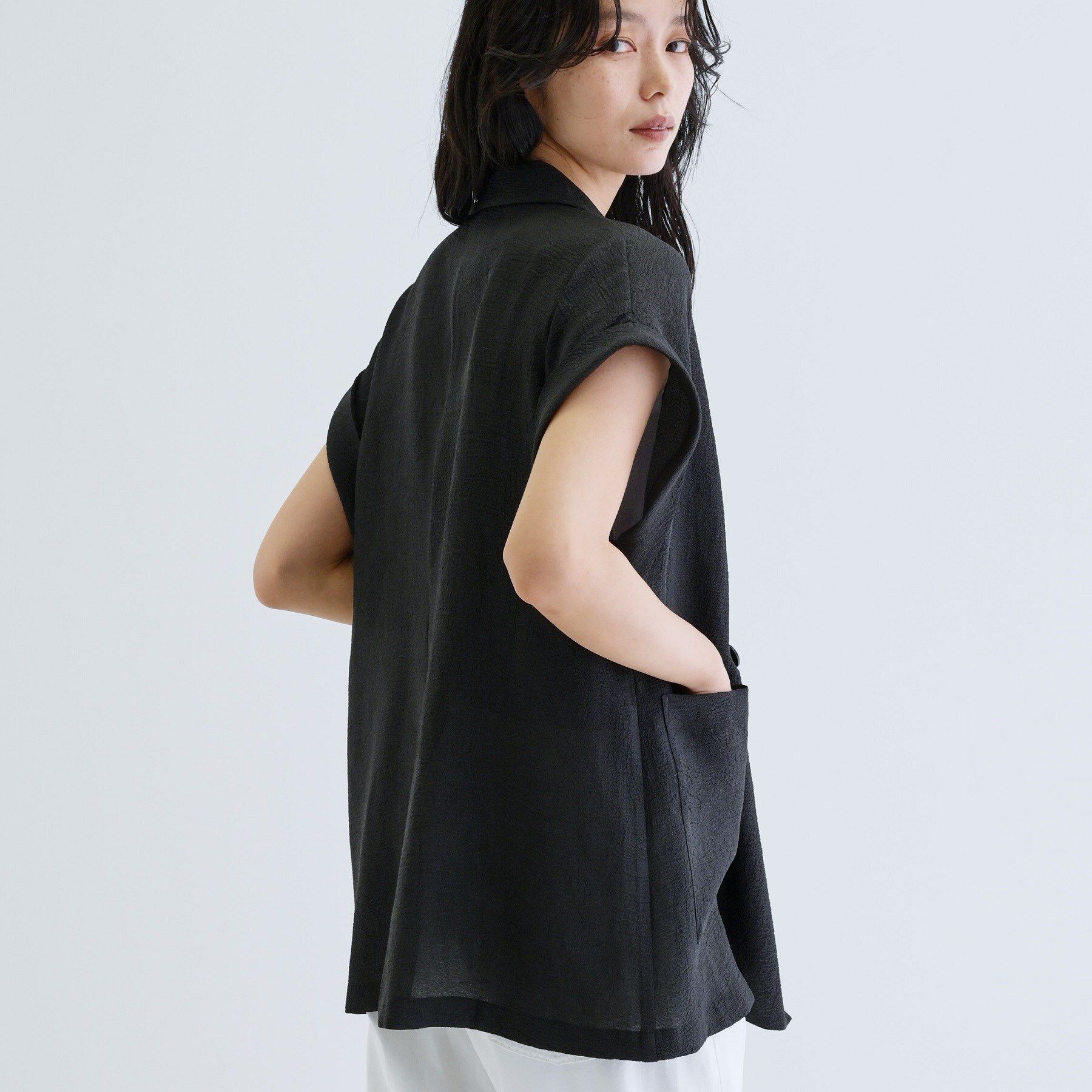 GALLEST「ワッシャー半袖シャツジャケット」|テーラードジャケット|