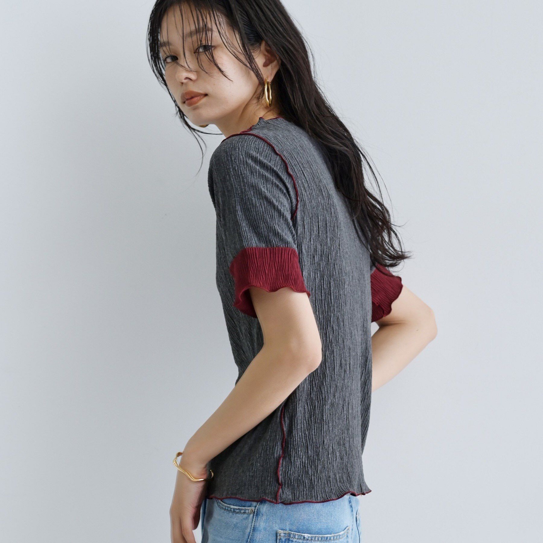 GALLEST「【一部店舗限定】バイカラープリーツカットソー」|Tシャツ・カットソー|