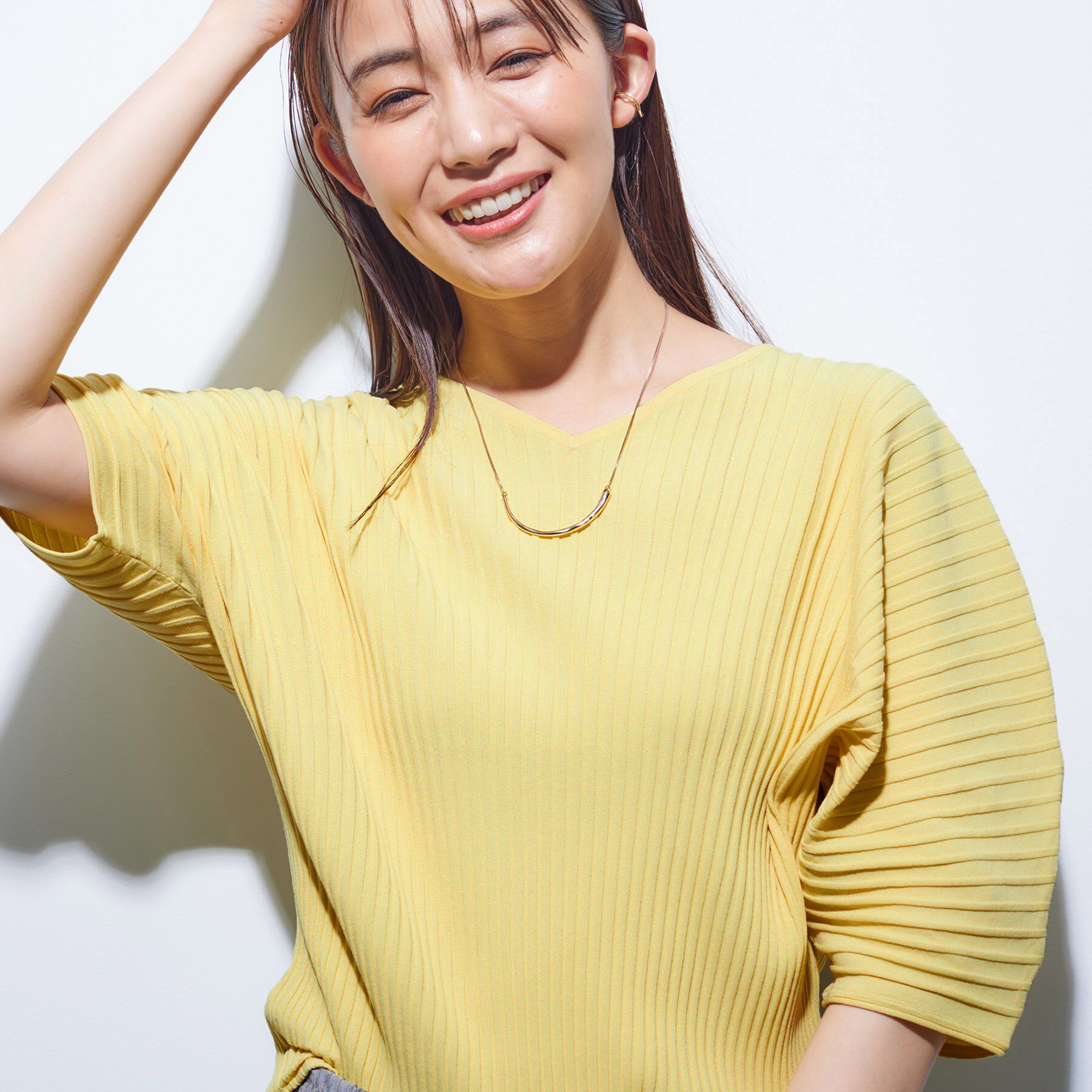 INDIVI「【二の腕カバー／スタイルアップ】ドライタッチストレッチニット」|Tシャツ・カットソー|