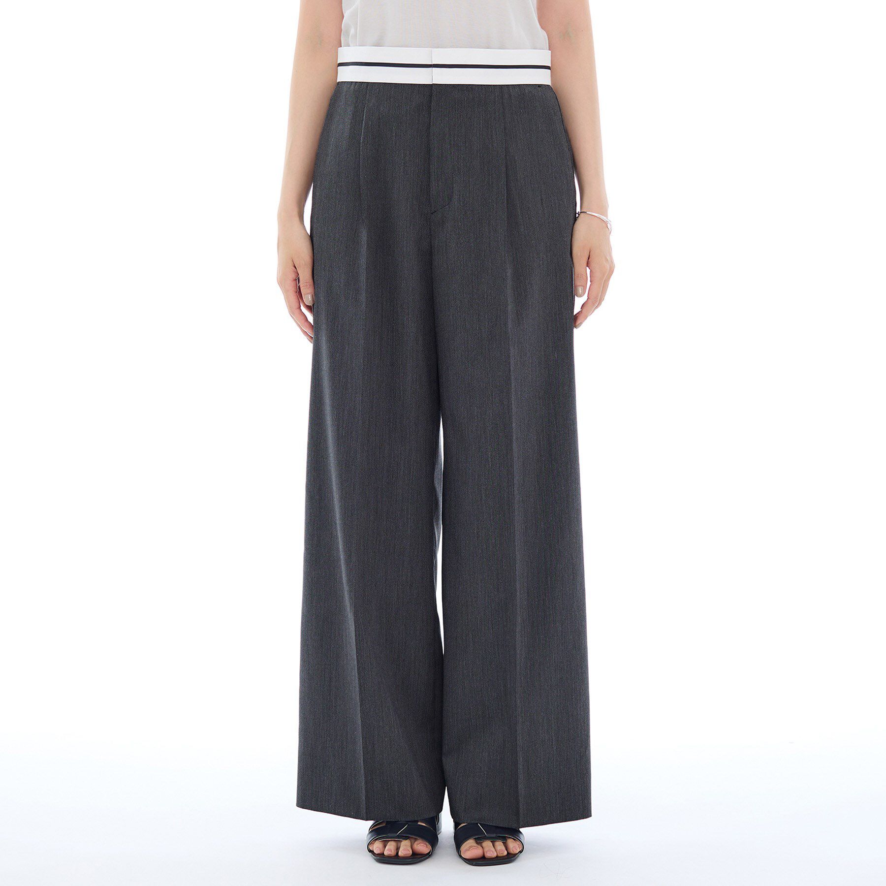 INDIVI「【ウール調素材】ベルトデザインワイドパンツ」|その他|