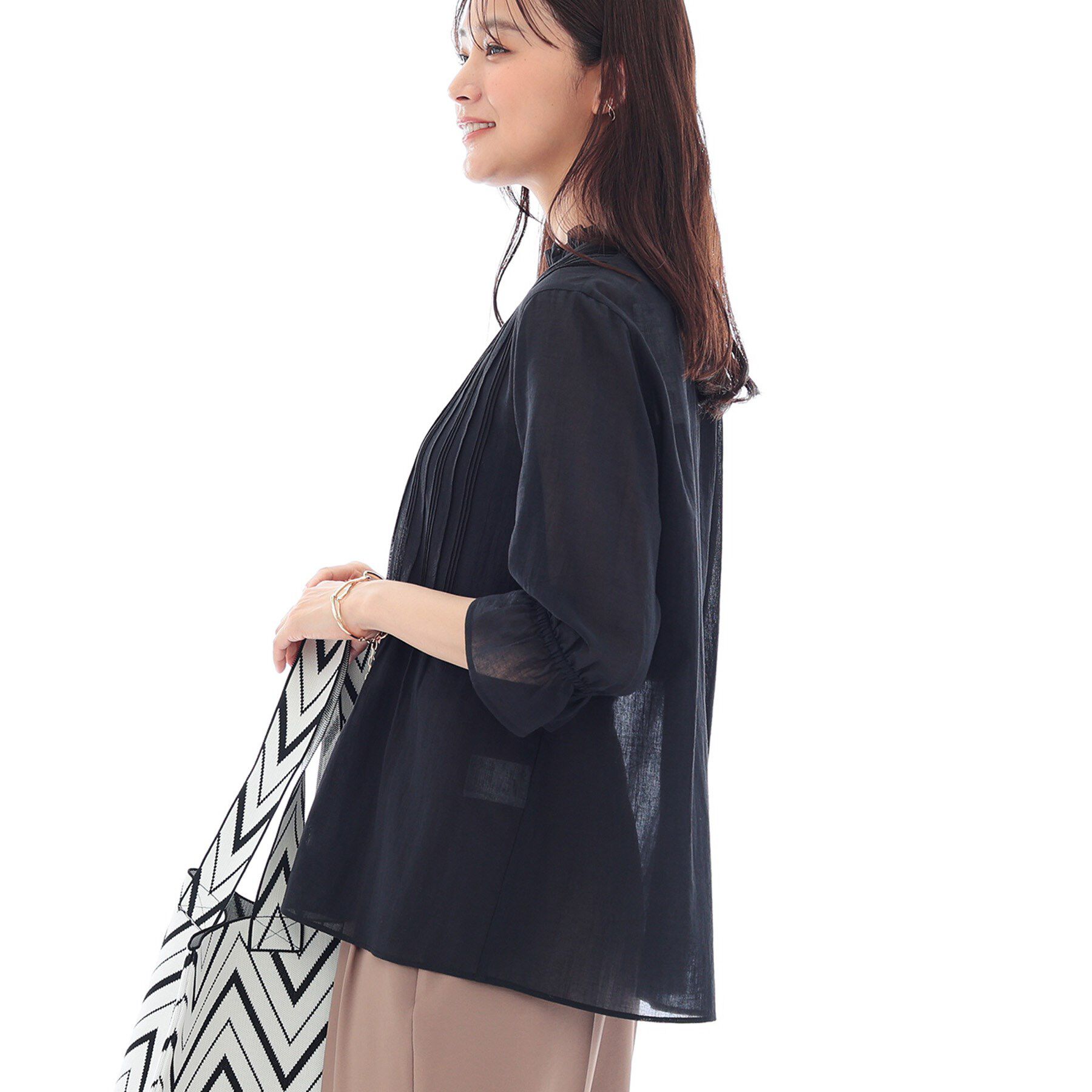 INDIVI「【洗える/コットン】ピンタックシアーブラウス」|シャツ・ブラウス|