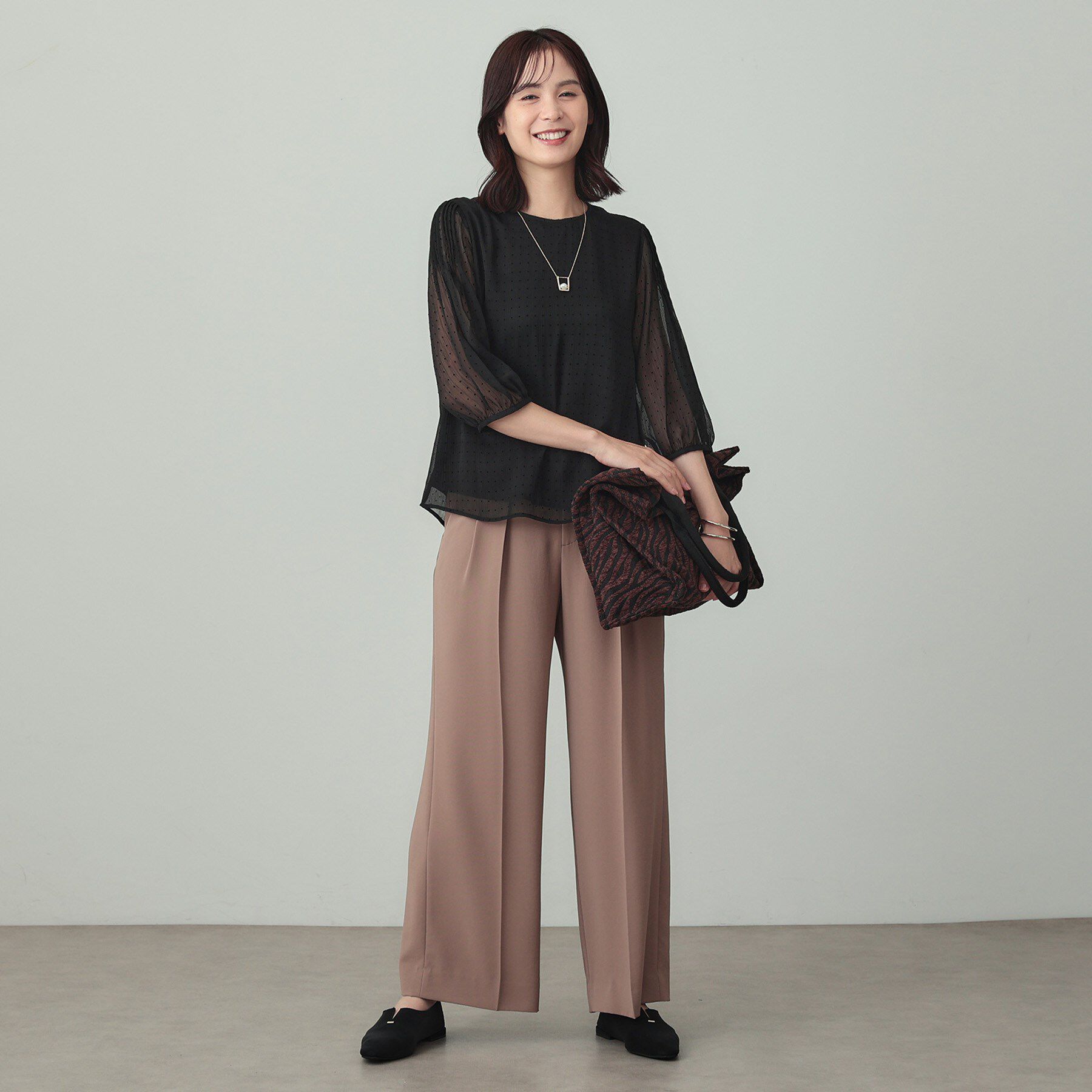 INDIVI「フロッキードットブラウス」|シャツ・ブラウス|